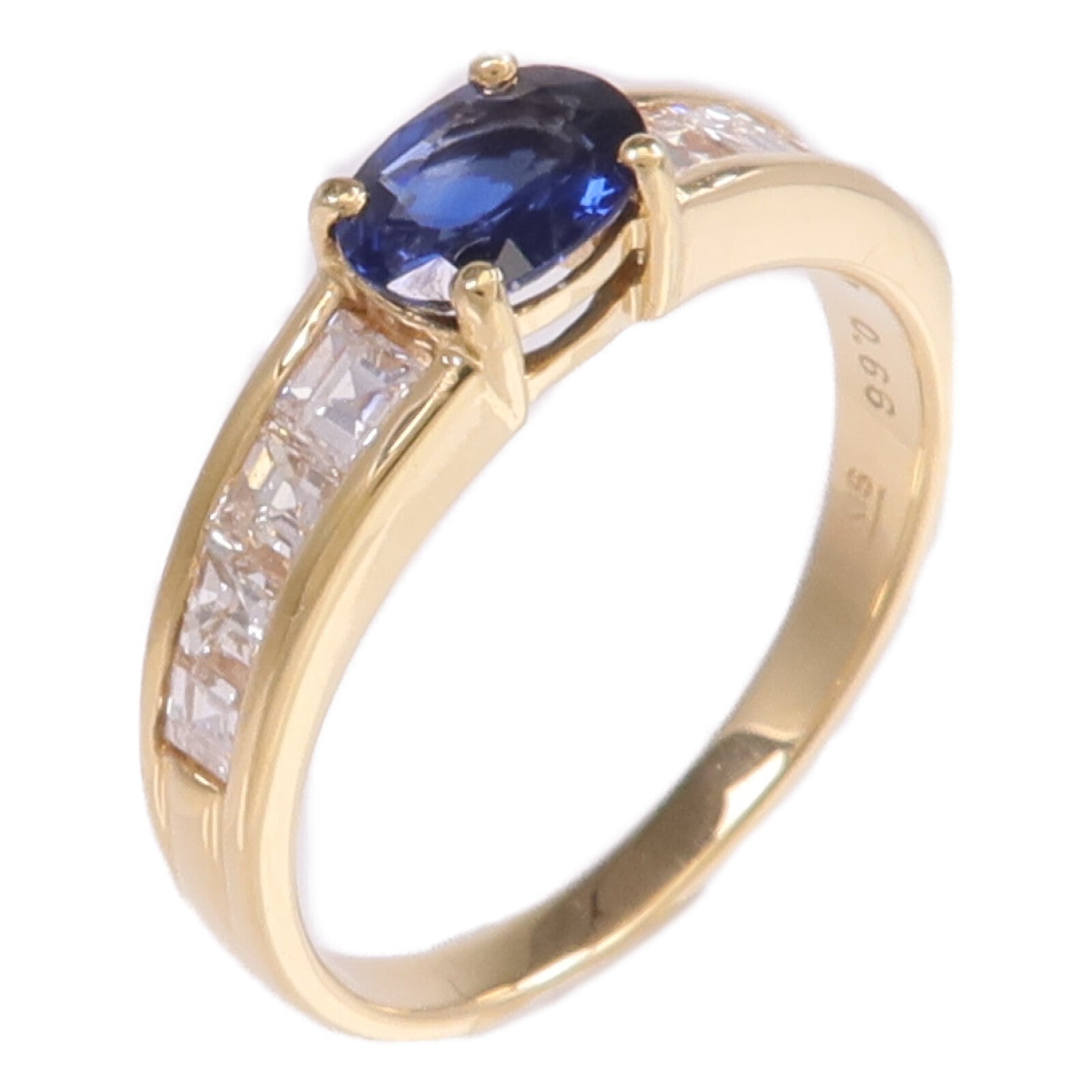 JEWELRY 18K黃金Sapphire Diamond Ring藍寶石/鑽石戒指US#6.75