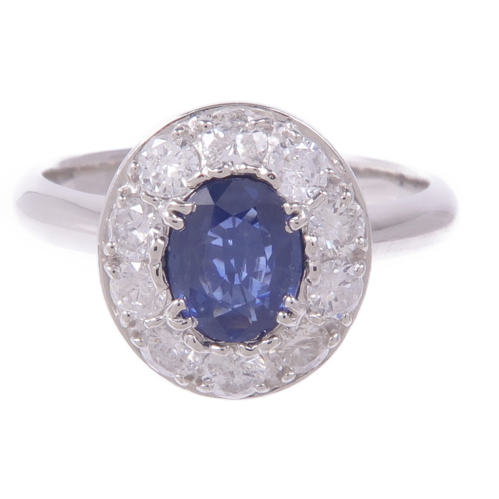 JEWELRY PT900鉑金Sapphire Diamond Ring藍寶石/鑽石戒指US#7