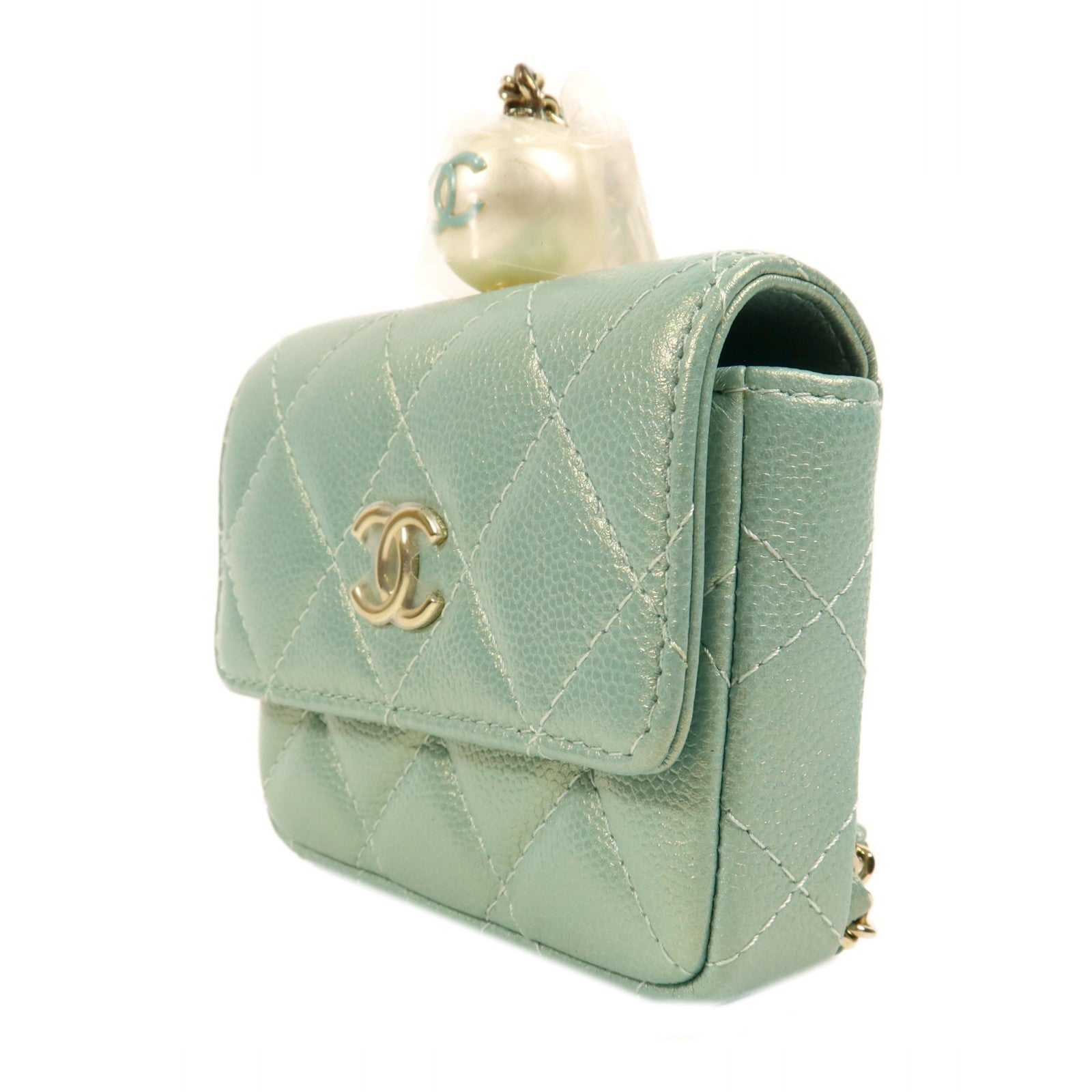 CHANEL 牛皮皮革Matelasse金扣鏈帶肩背袋