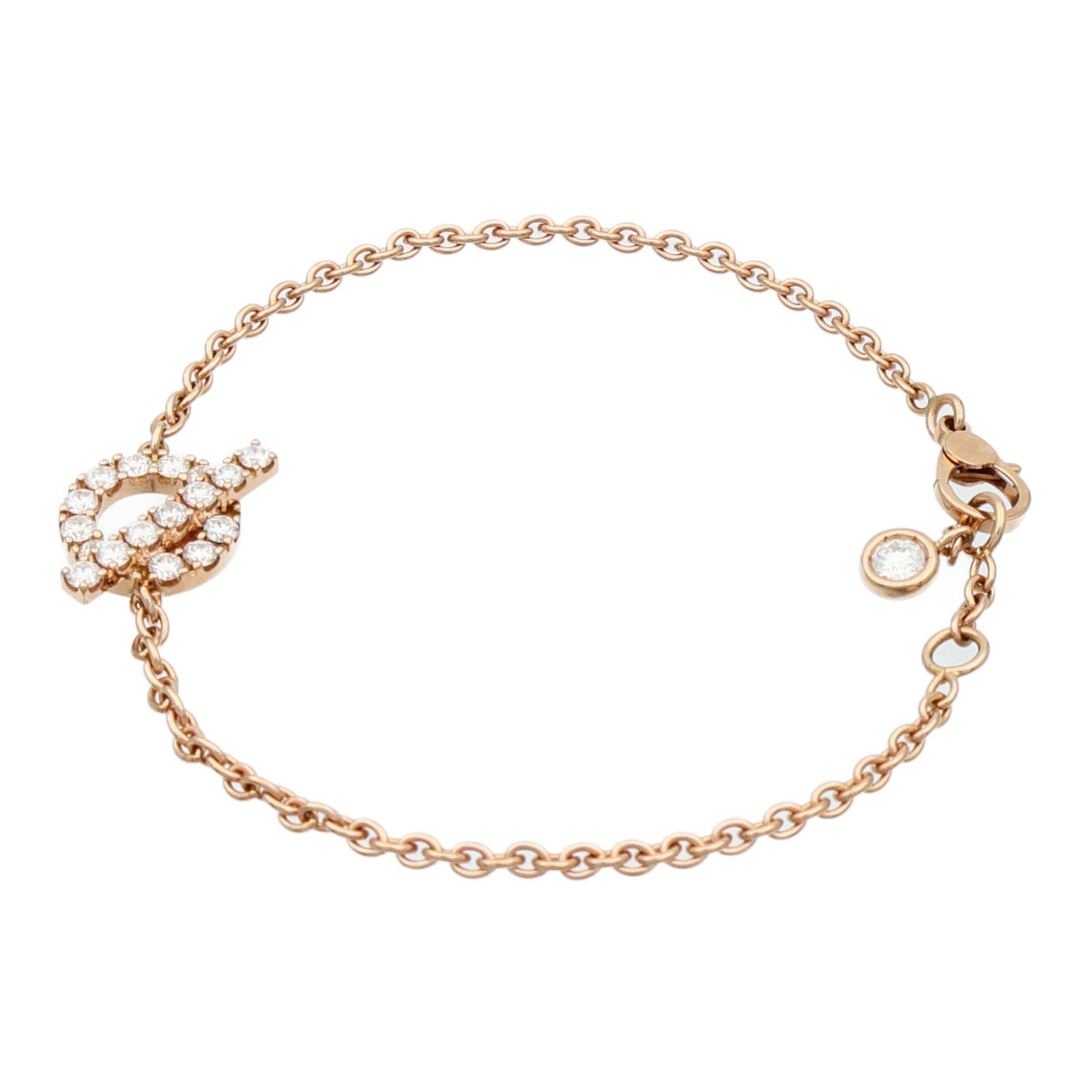 HERMES 18K玫瑰金Finesse Bracelet鑽石手鏈