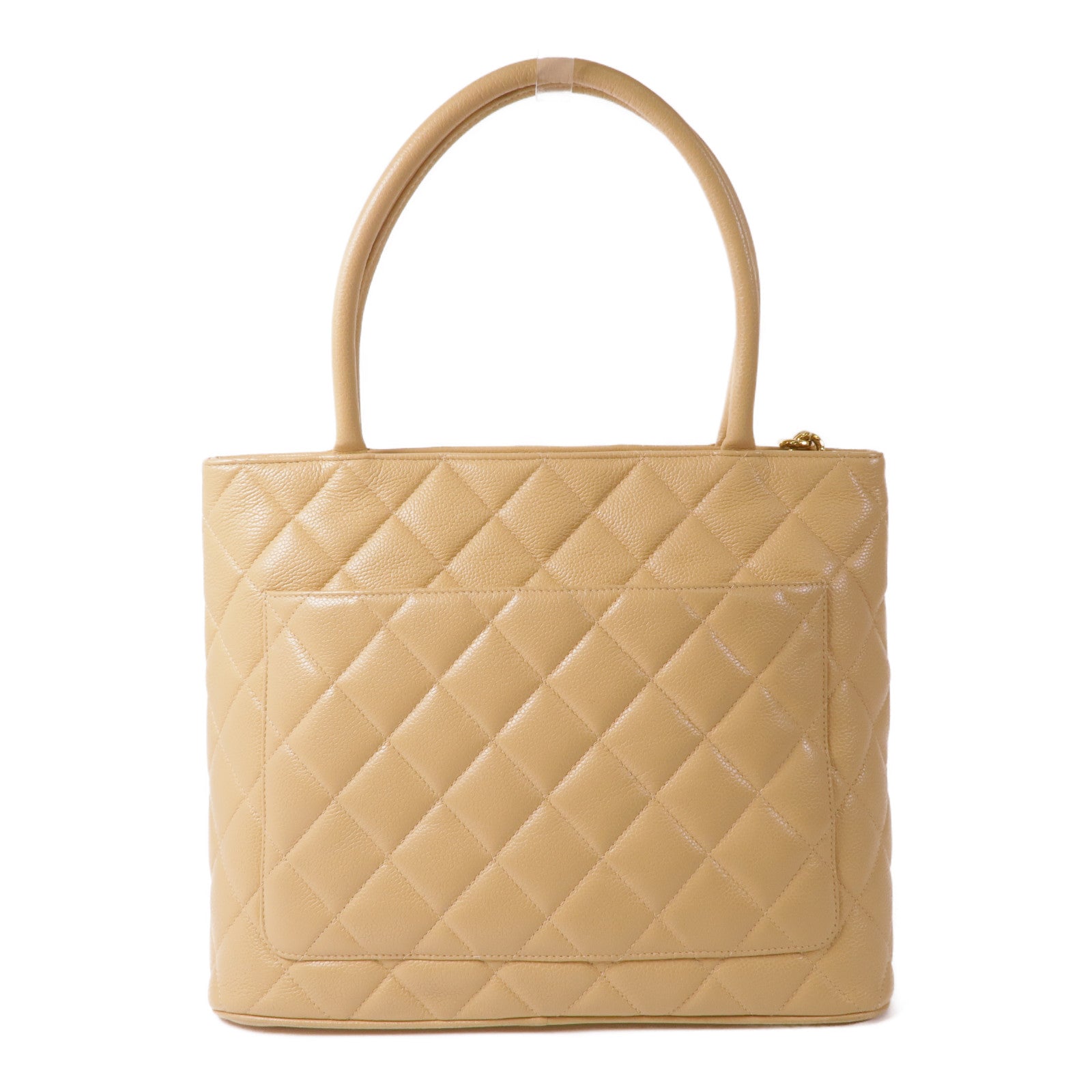 CHANEL 牛皮皮革Medallion金扣手挽袋