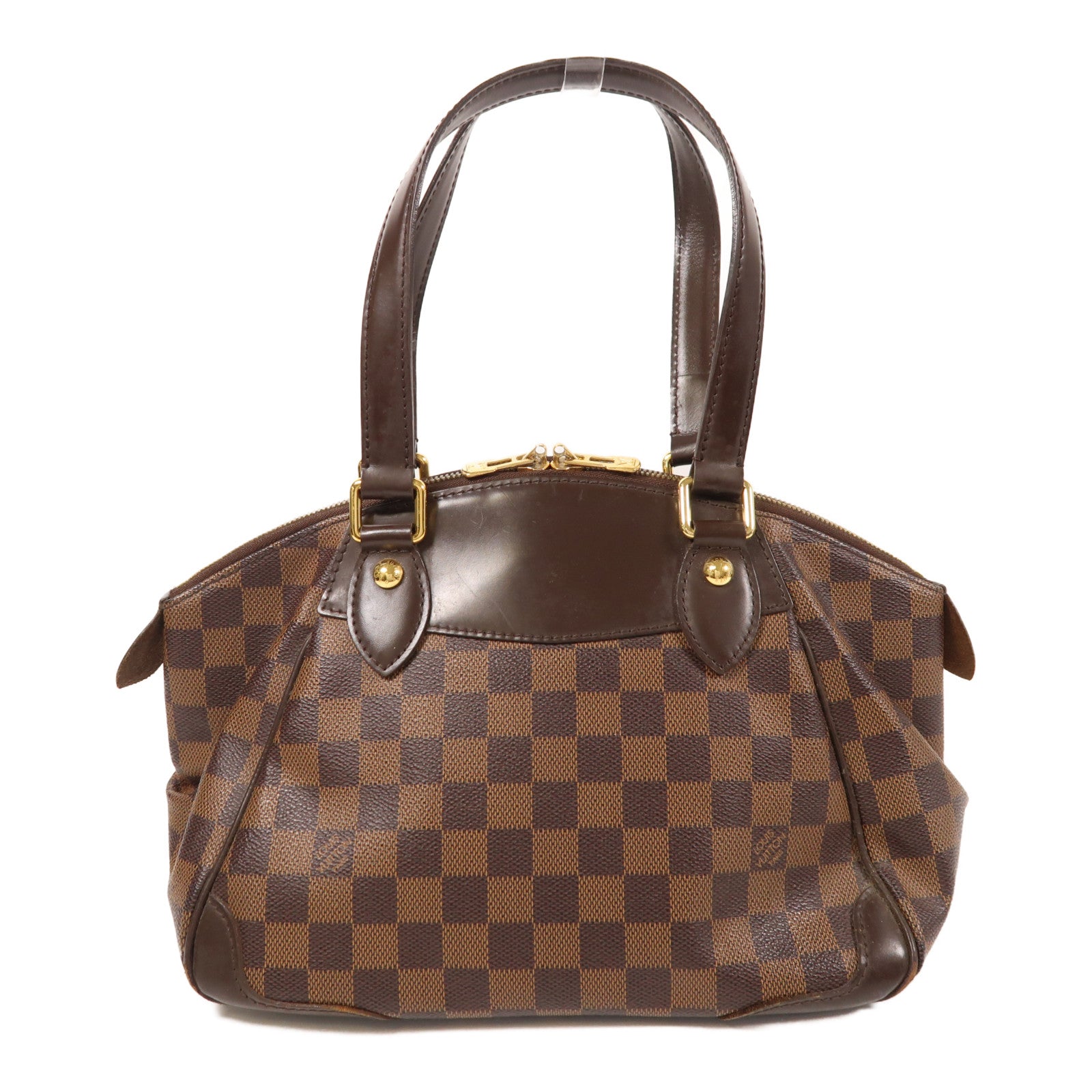 LOUIS VUITTON Damier Verona PM金扣肩背袋棕色