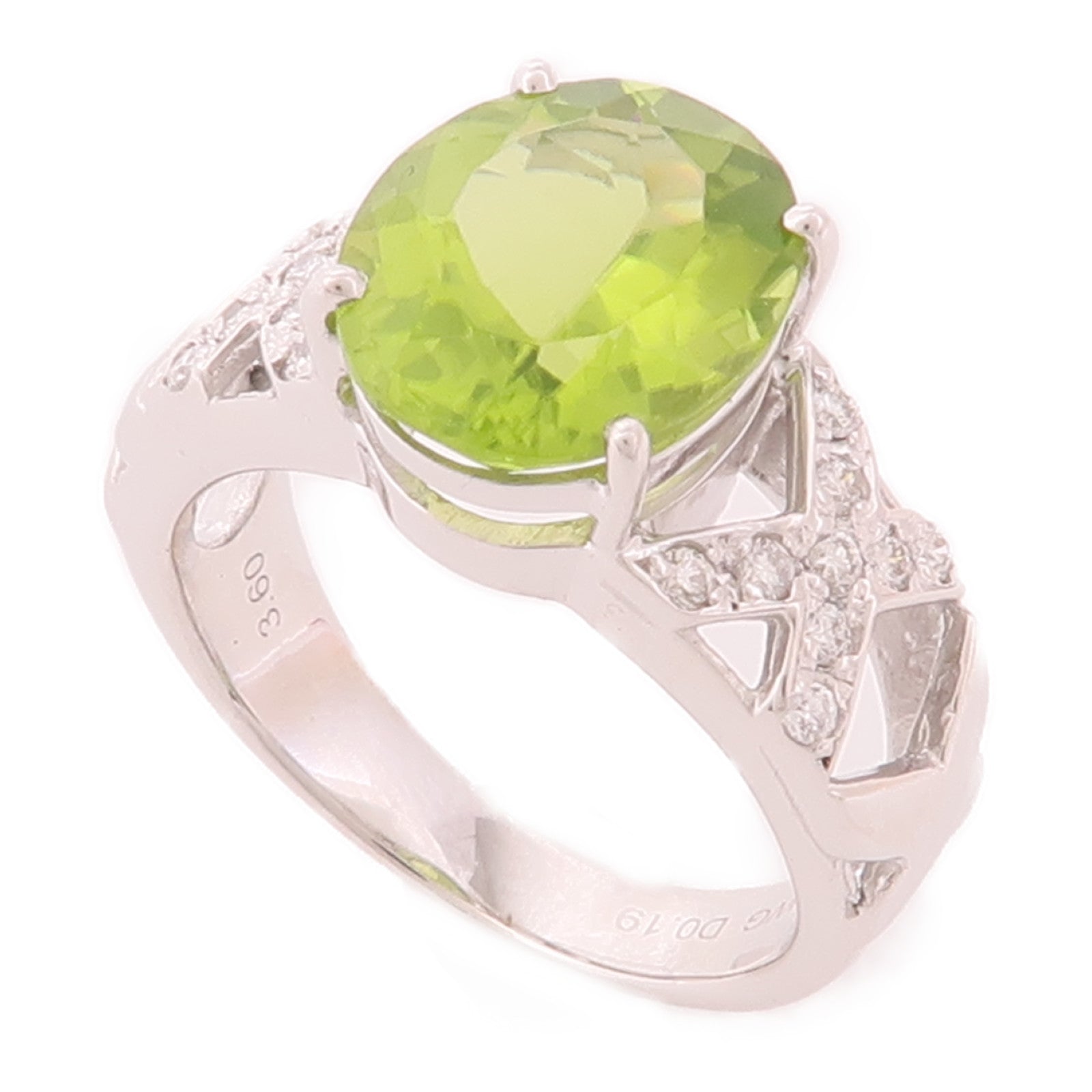 JEWELRY 18K白金Peridot Ring橄欖石戒指