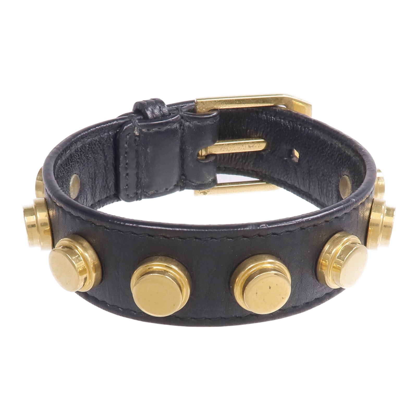 YVES SAINT LAURENT 牛皮皮革/金屬Studded De Force Bracelet手帶