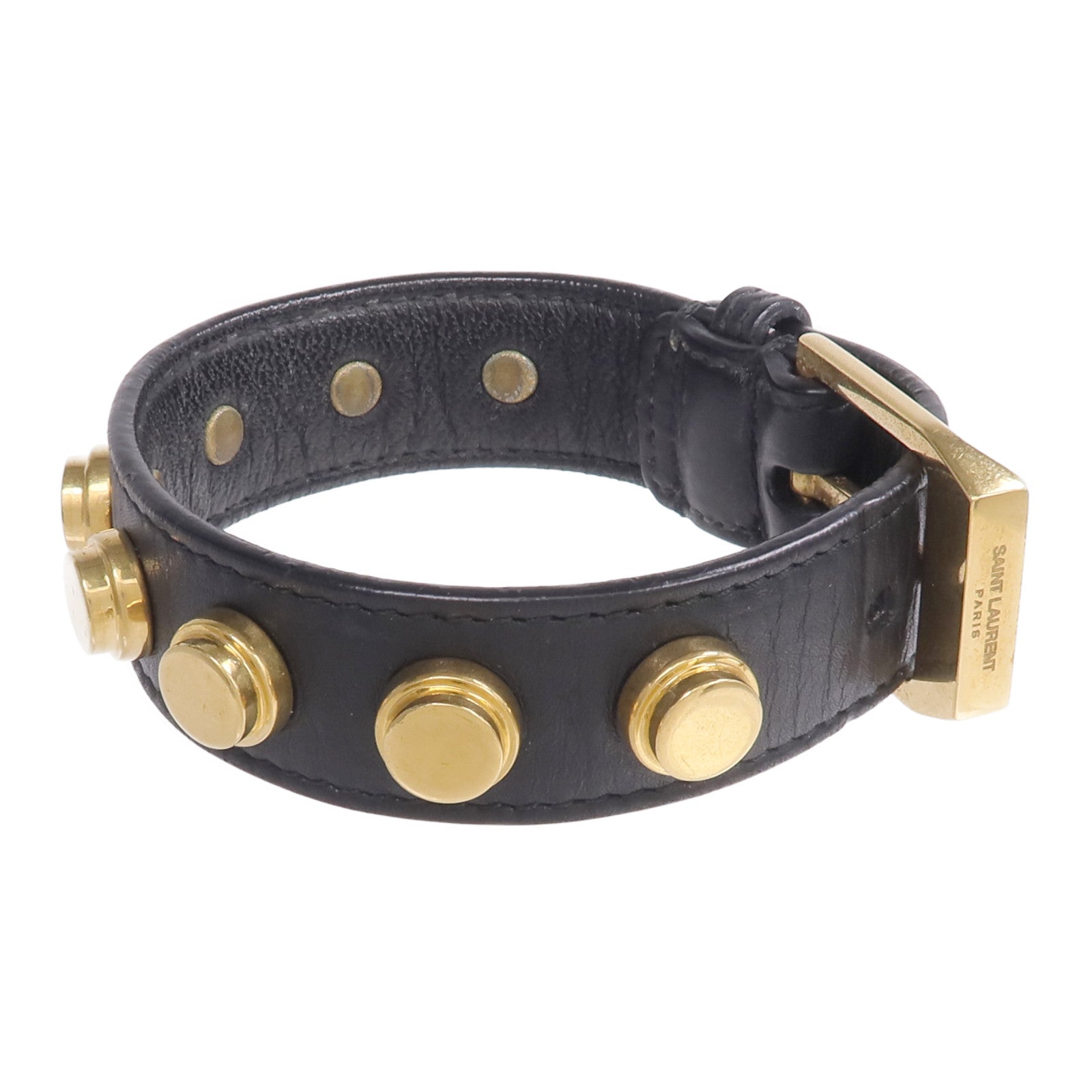 YVES SAINT LAURENT 牛皮皮革/金屬Studded De Force Bracelet手帶