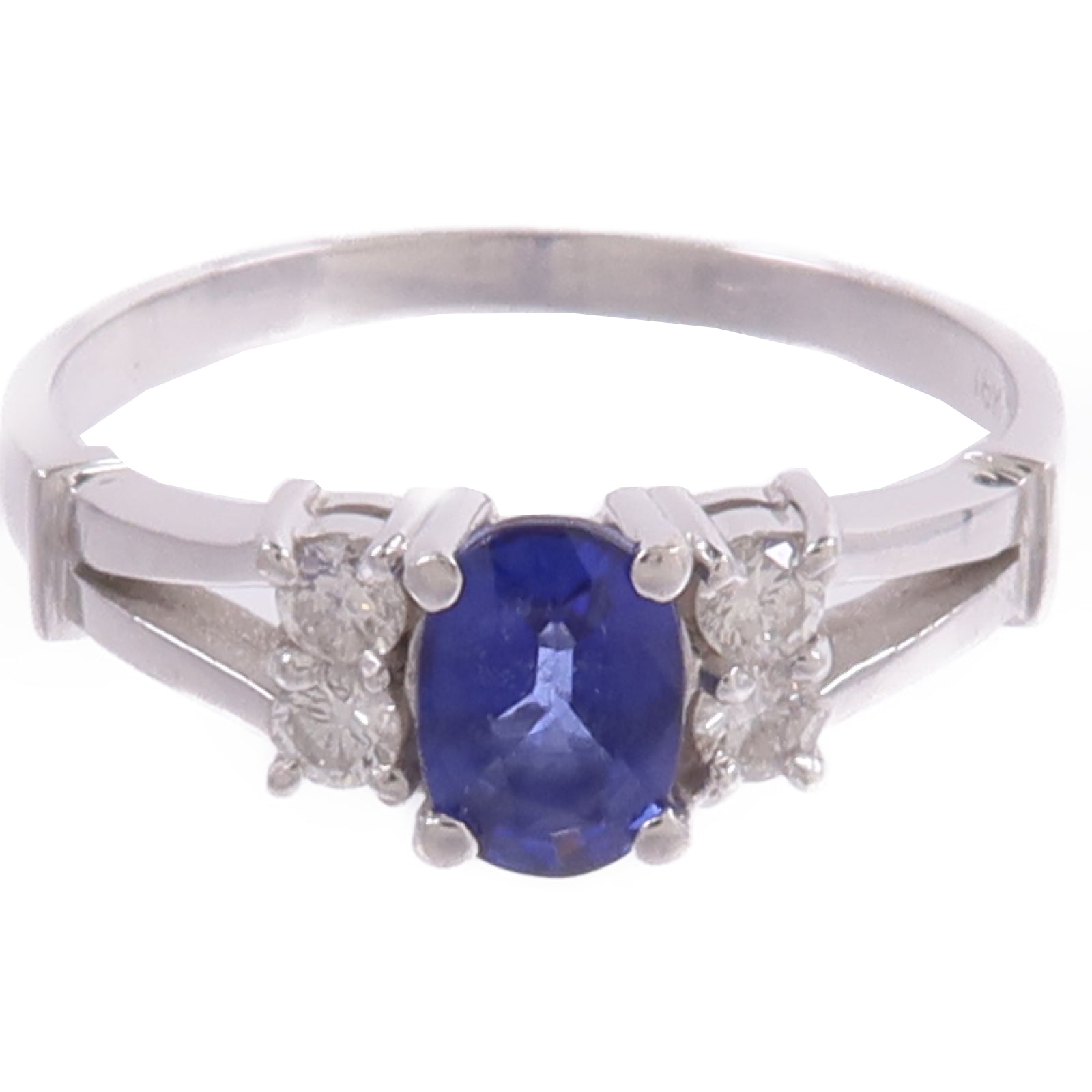 JEWELRY 18K白金Sapphire Diamond Ring藍寶石/鑽石戒指