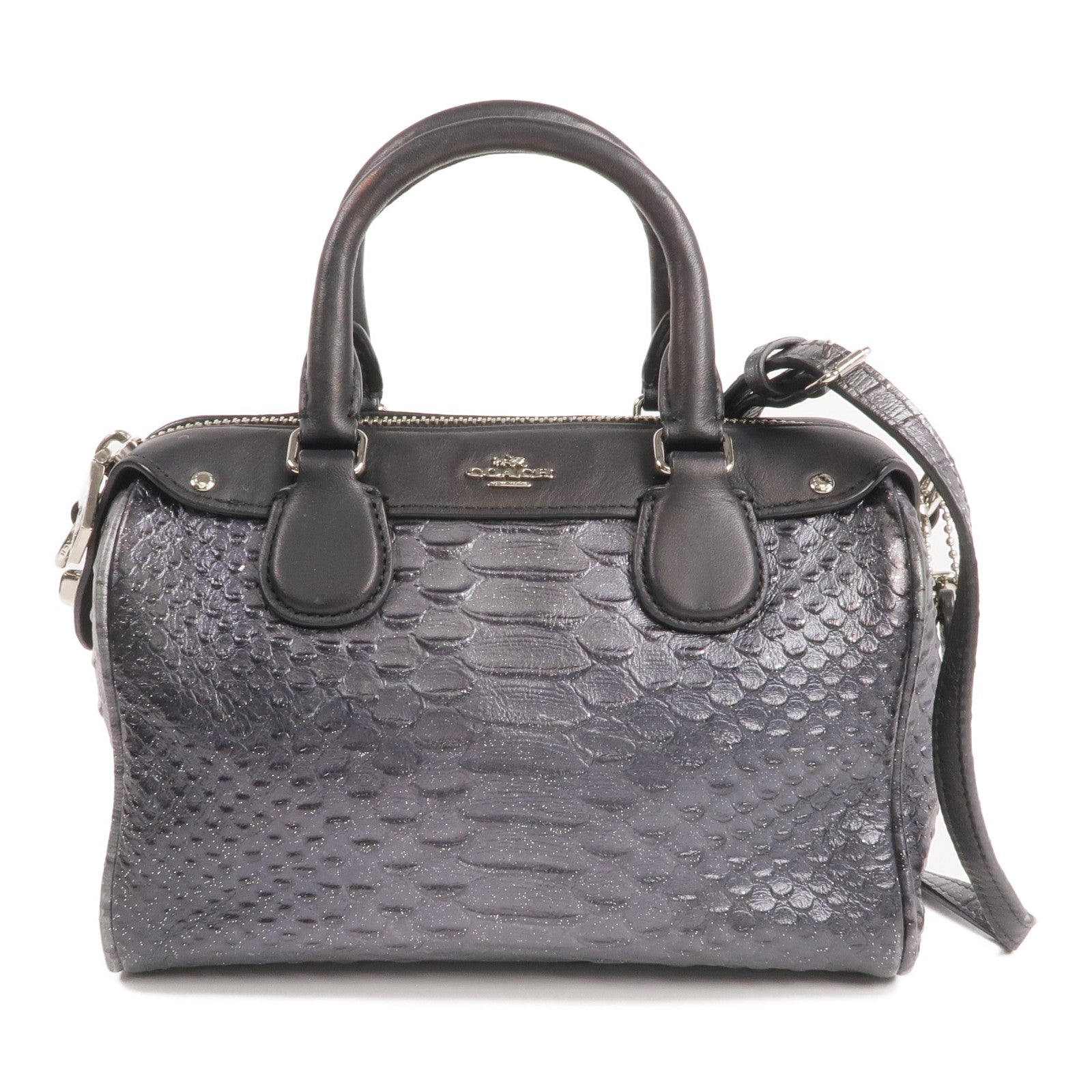 COACH 牛皮皮革2 Way Shoulder Bag銀扣手挽肩背兩用袋