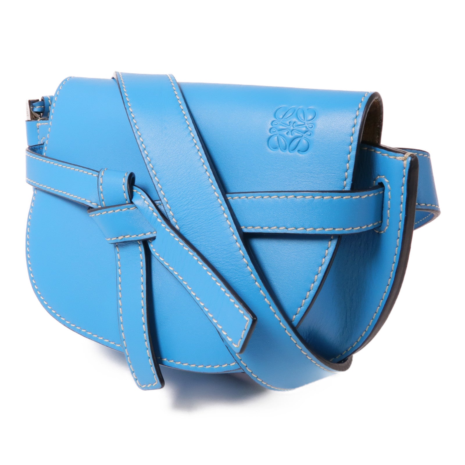 LOEWE 牛皮皮革Gate Bumbag銀扣腰包