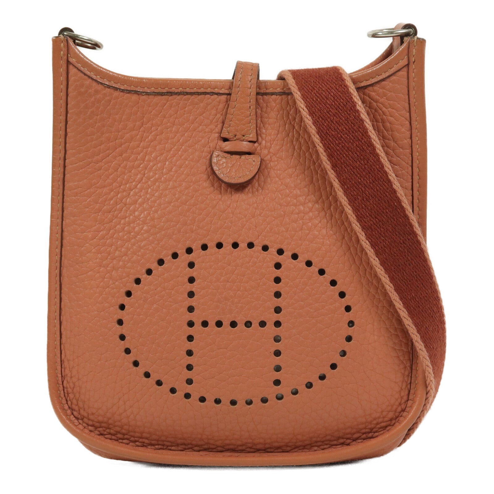 HERMES Clemence皮革Evelyne TPM肩背袋Rose Tea