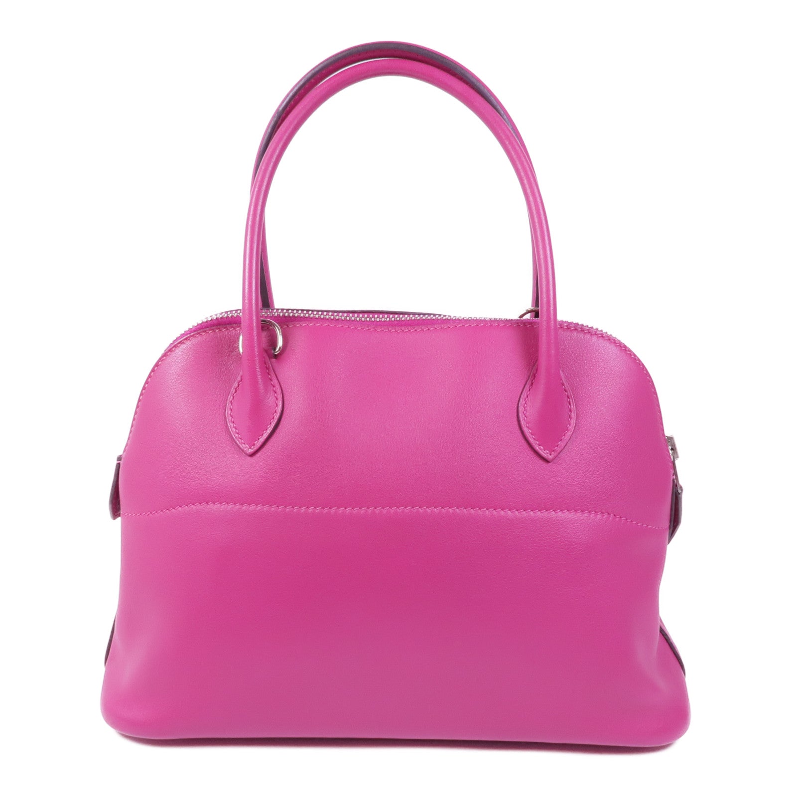 HERMES Swift皮革Bolide 27銀扣手挽肩背兩用袋Rose Purple
