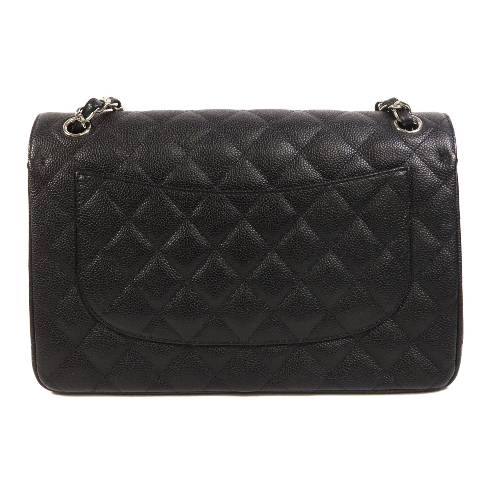 CHANEL 牛皮皮革Large Classic銀扣鏈帶肩背袋