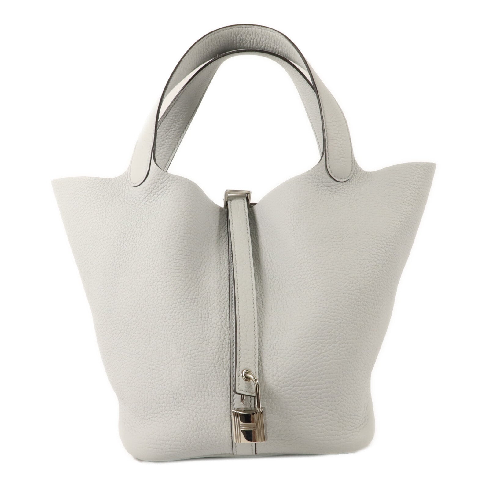 HERMES Clemence皮革Picotin MM手挽袋Gris Perle