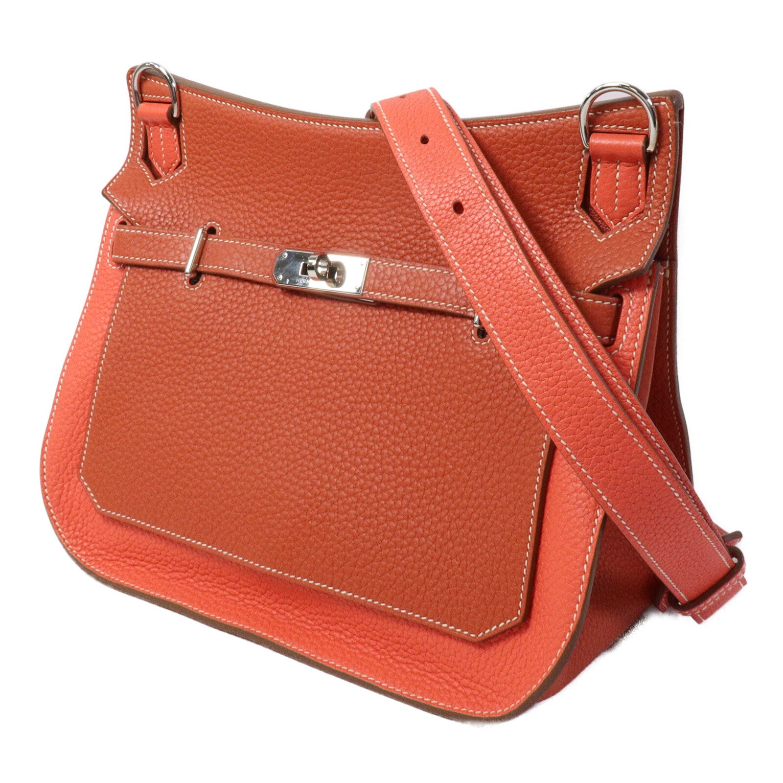 HERMES Clemence皮革Jypsiere 28肩背袋Sanguine/Rose Jaipur
