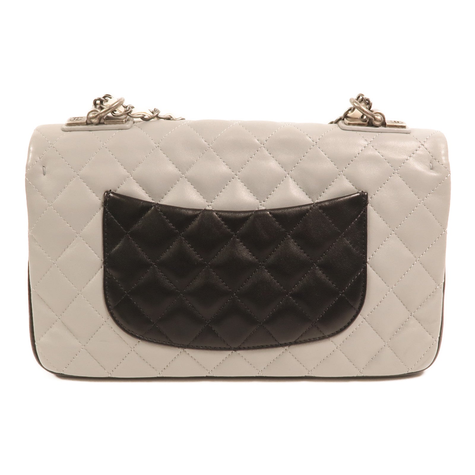 CHANEL 羊皮皮革Chain Shoulder銀扣肩背袋