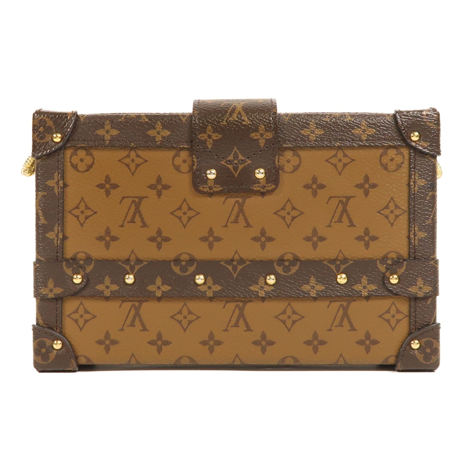 LOUIS VUITTON Monogram Reverse Petite Malle金扣肩背袋