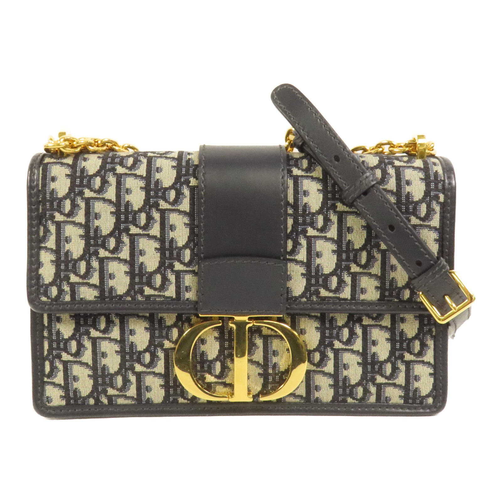 Dior 帆布30 Montaigne金扣鏈帶肩背袋