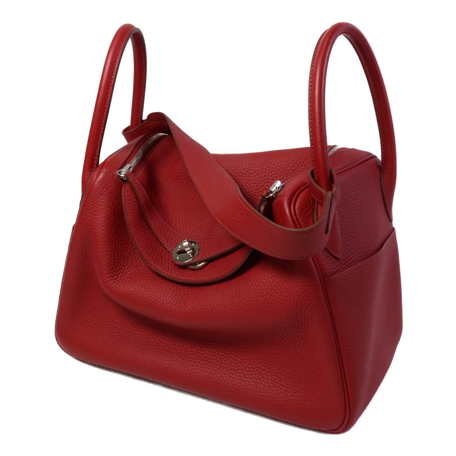HERMES Clemence皮革Lindy 30手挽肩背兩用袋Rouge Garance