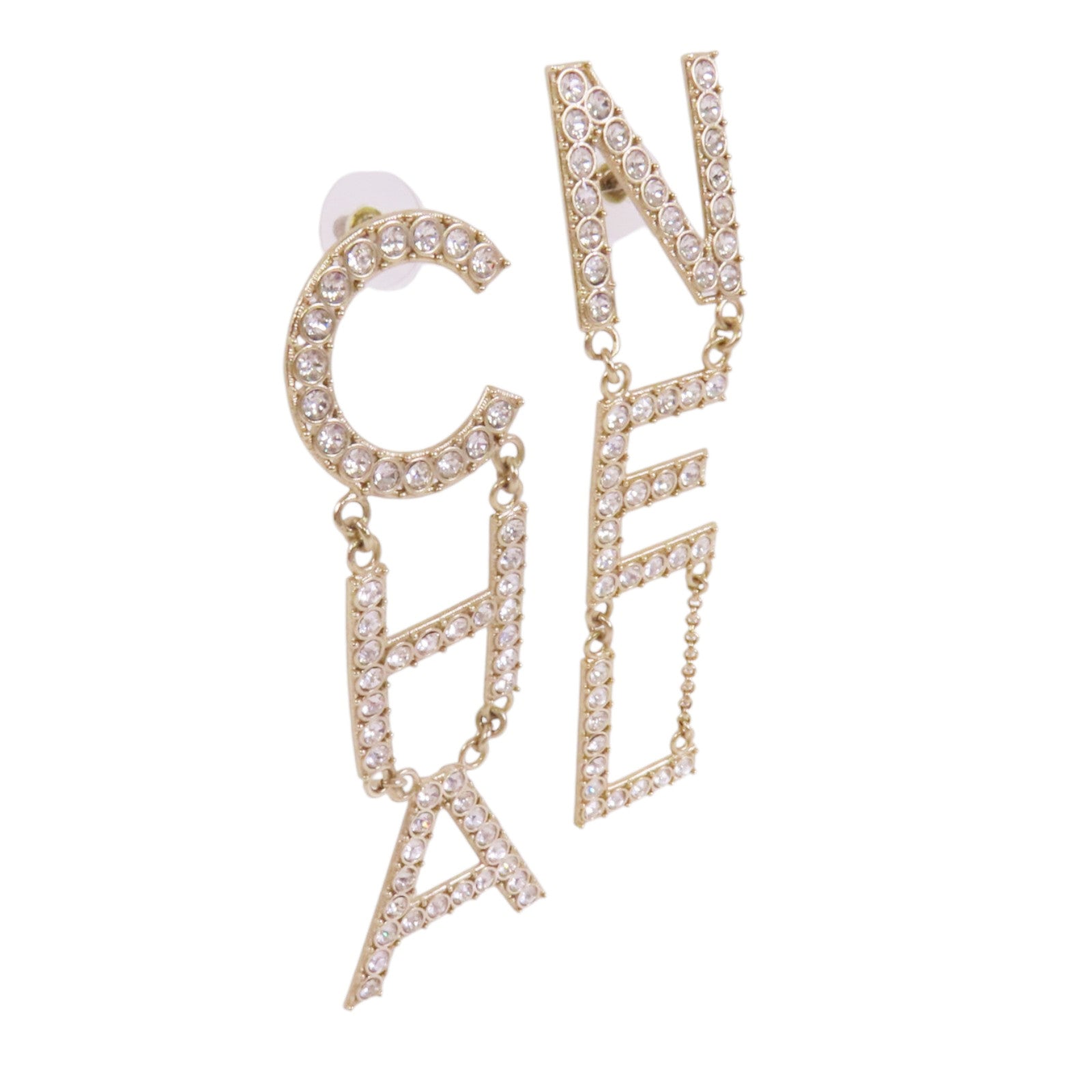 CHANEL 金屬/水鑽Earrings金扣耳環