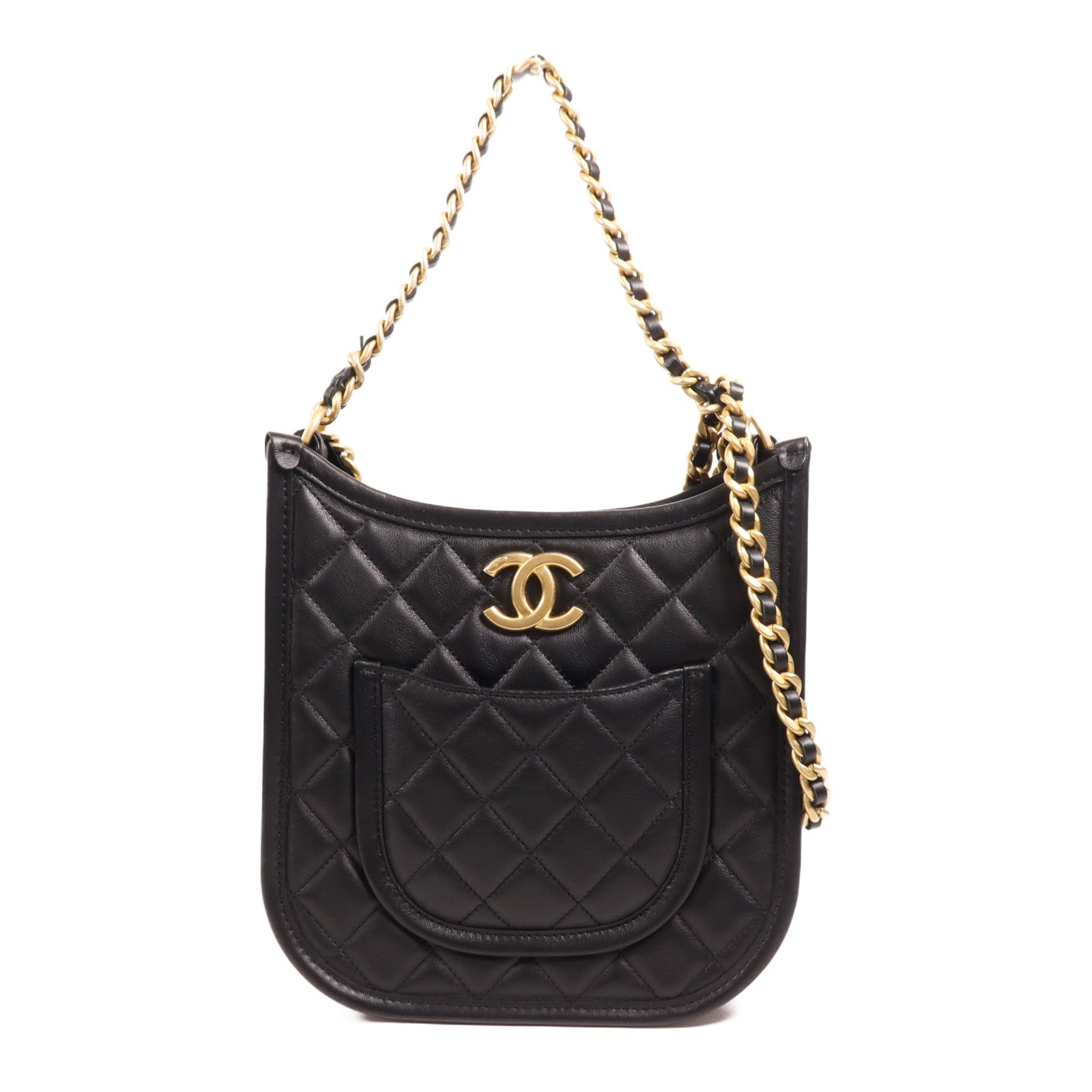 CHANEL 牛皮皮革24S Hobo金扣手挽肩背兩用袋