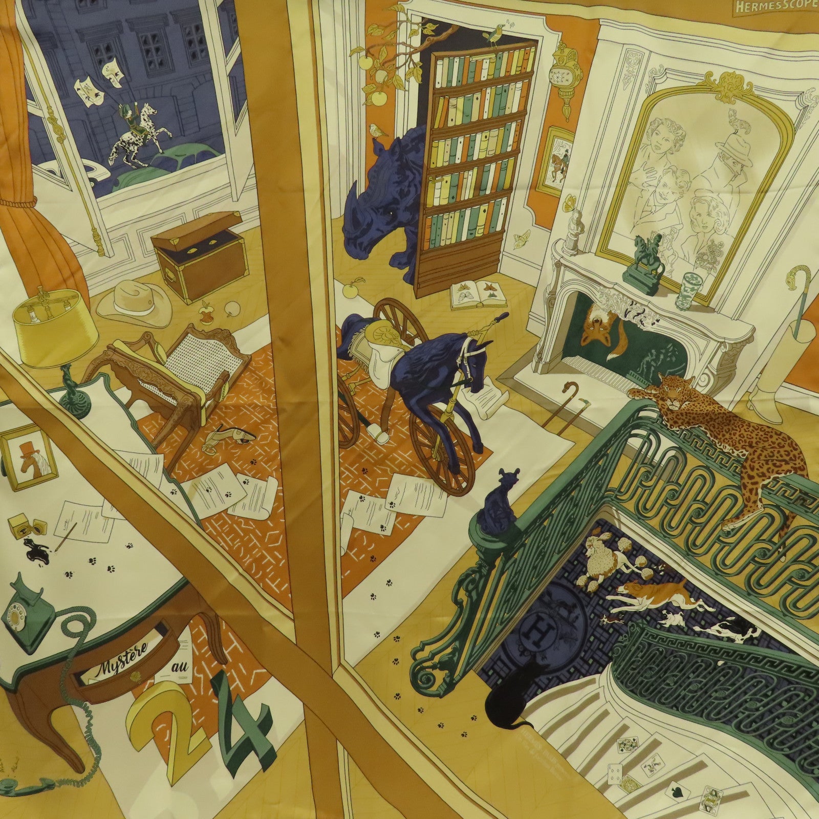 HERMES Scarf 90x90 Silk Multicolor