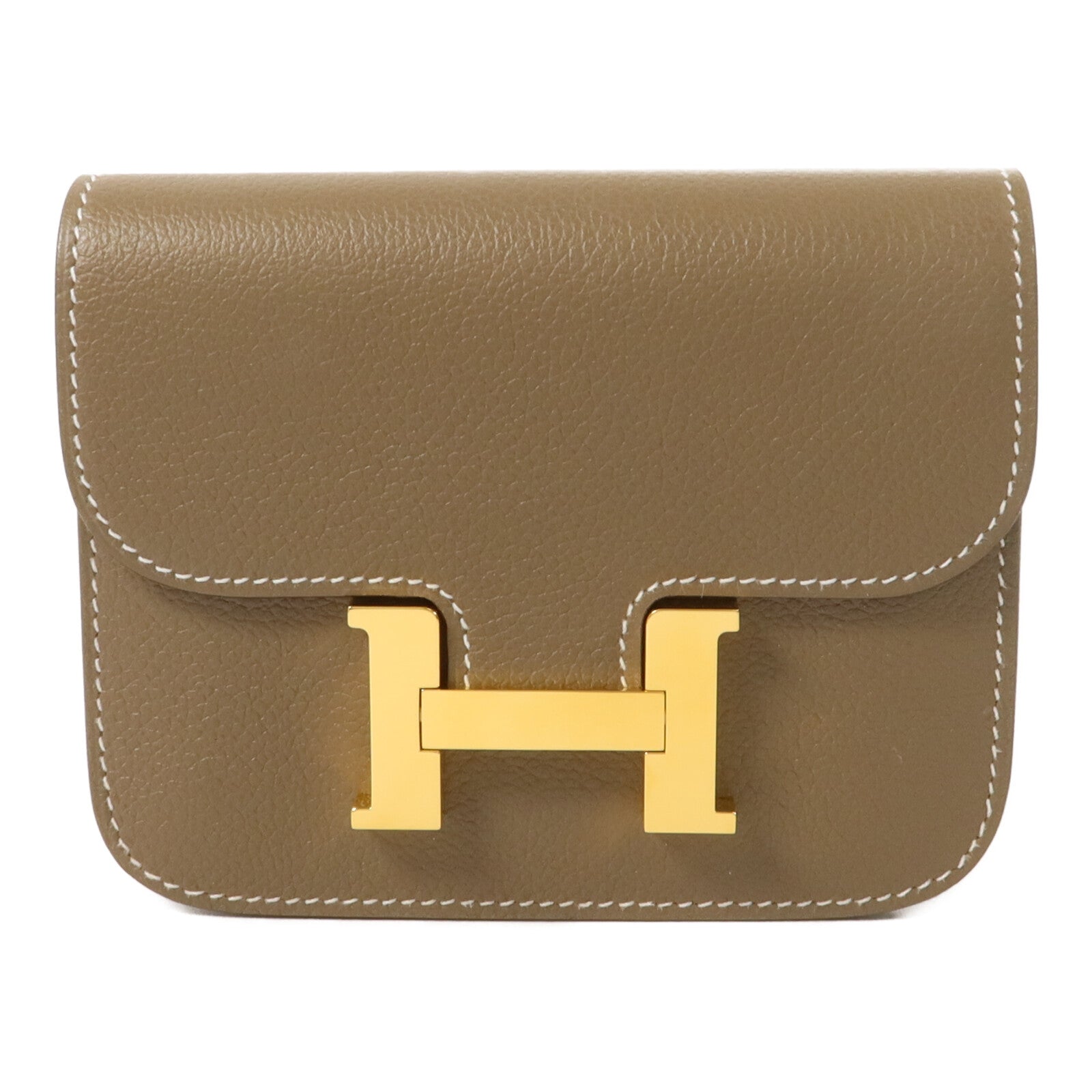 HERMES Evercolor皮革Constance Slim Wallet錢包Etoupe