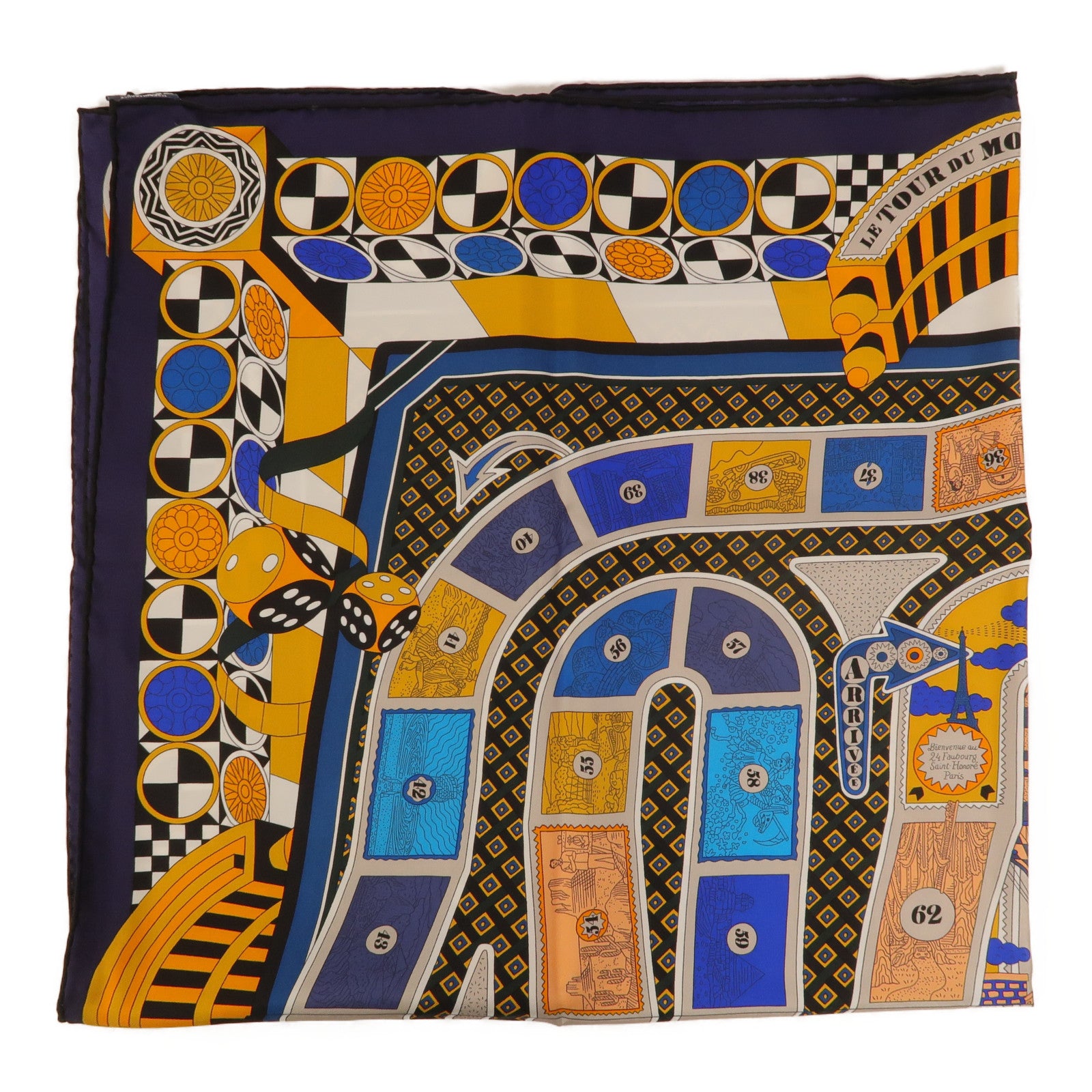 HERMES 絲質Le Tour Du Monde En 63 Cases Scarf 90x90絲巾