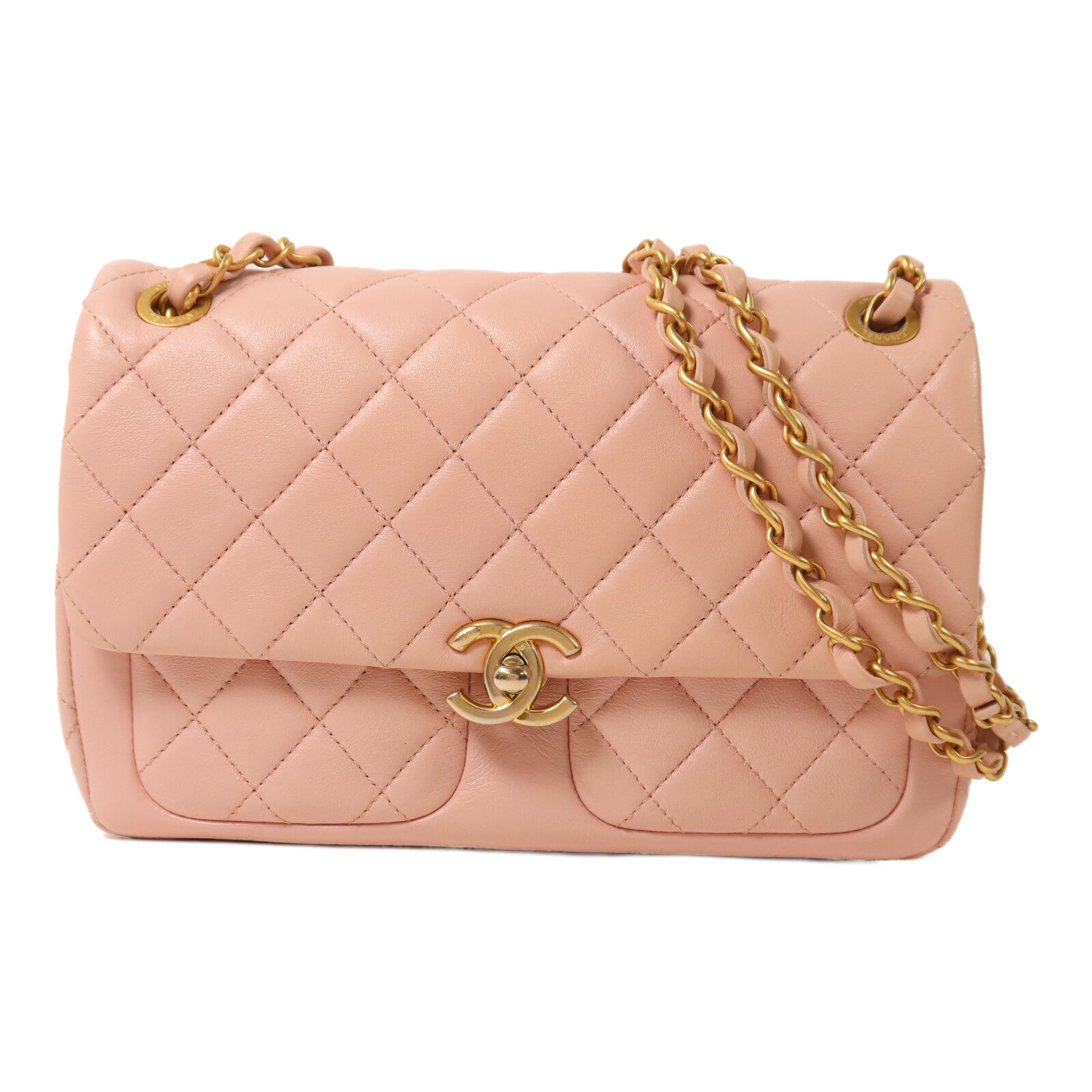 CHANEL 羊皮皮革Chain Flap Bag鏈帶肩背袋