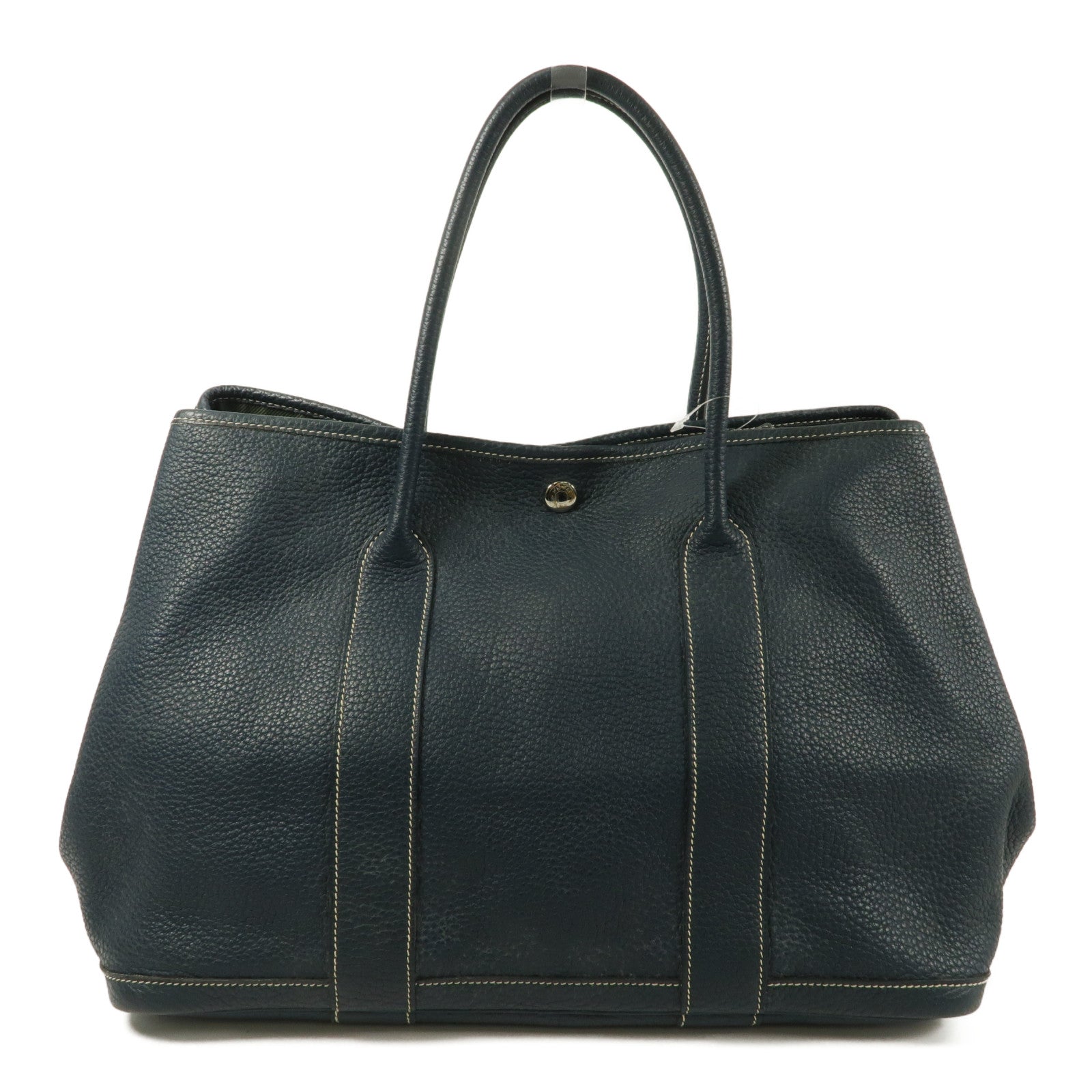HERMES Negonda皮革Garden Party PM手挽袋Bleu De Prusse