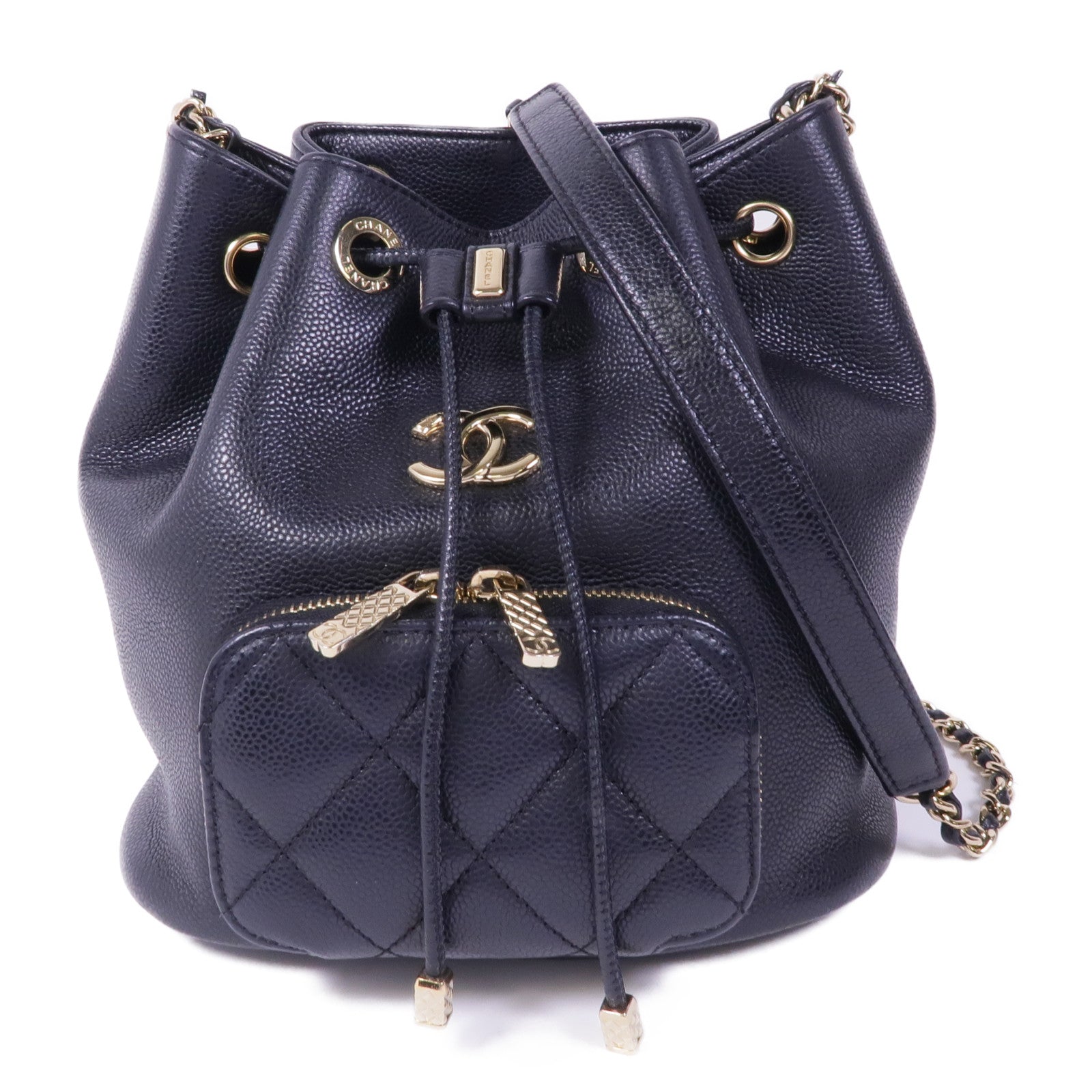 CHANEL 牛皮皮革Chain Shoulder Bag金扣鏈帶肩背袋