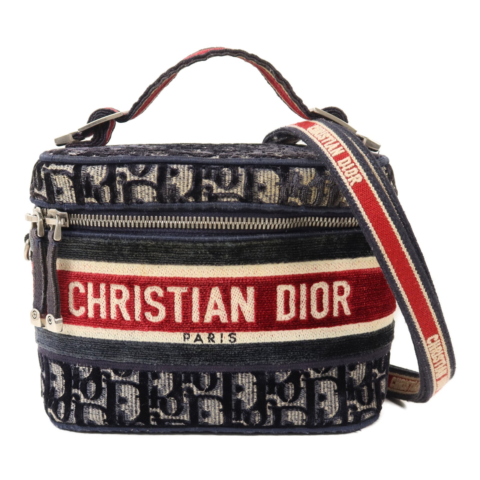 Dior 絨布Vanity Case銀扣手挽肩背兩用袋