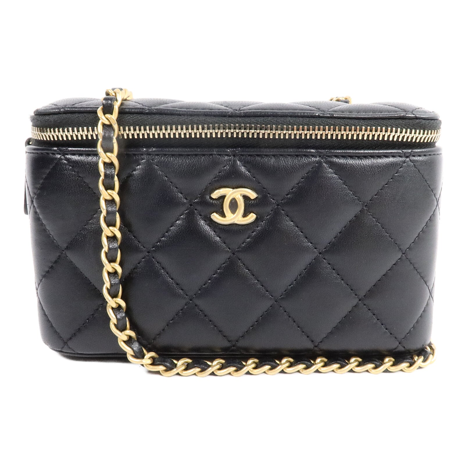 CHANEL 羊皮皮革Vanity Case鏈帶肩背袋