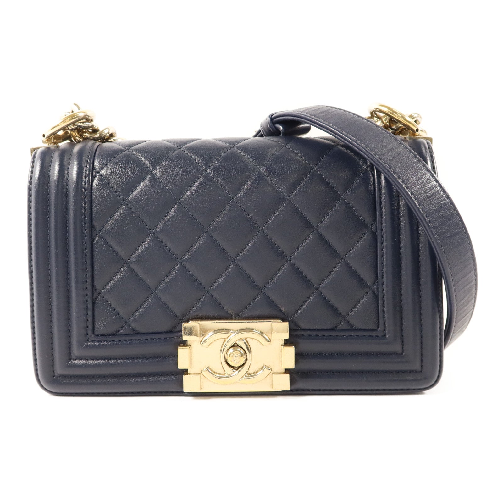 CHANEL 【激減優惠】羊皮皮革Boy 20金扣鏈帶肩背袋
