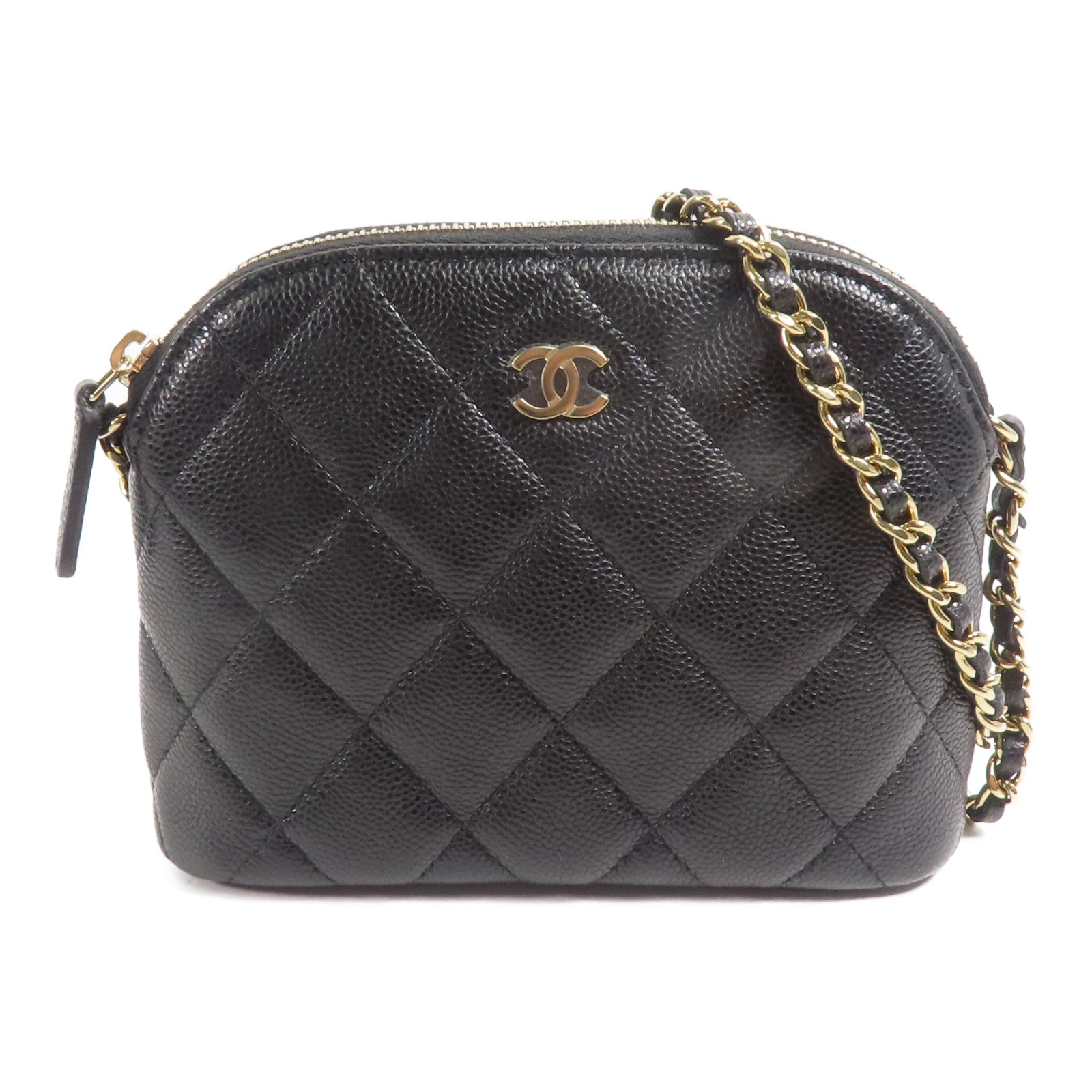 CHANEL 牛皮皮革Shoulder Bag金扣鏈帶肩背袋