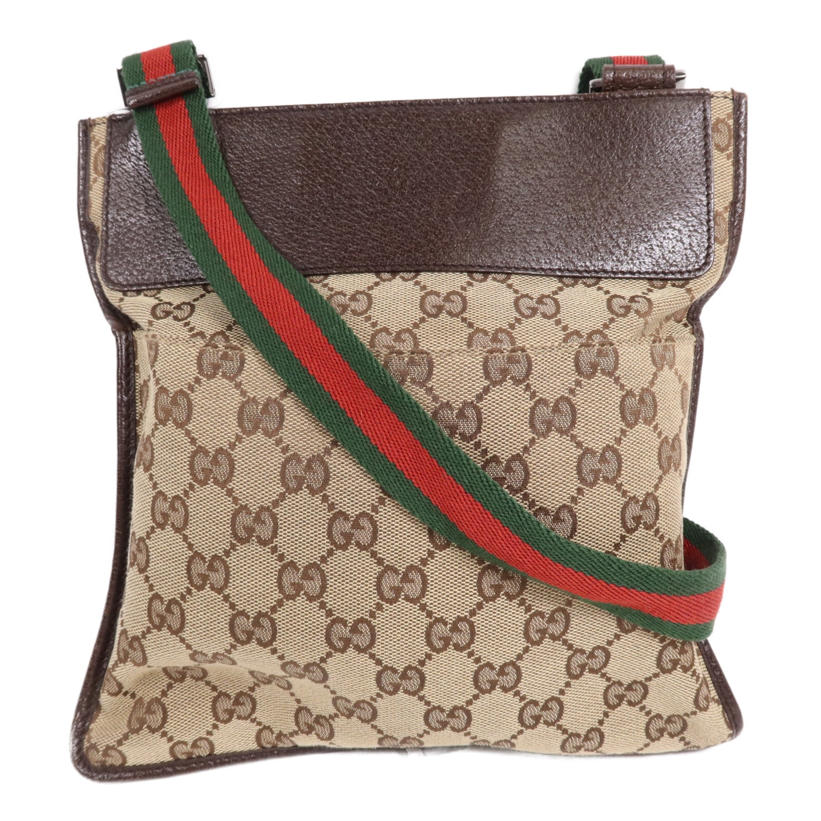 GUCCI 帆布Cross Carry Bag銀扣肩背袋
