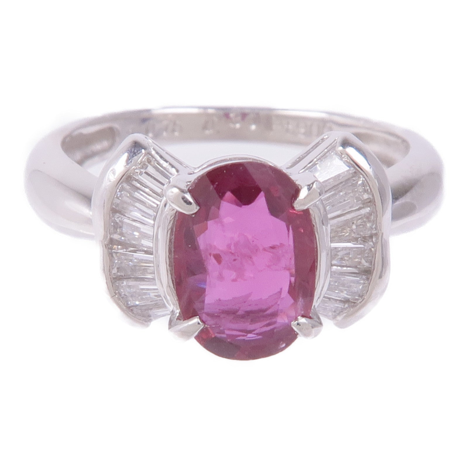 JEWELRY PT900鉑金Ruby Diamond Ring紅寶石/鑽石戒指US#5.5