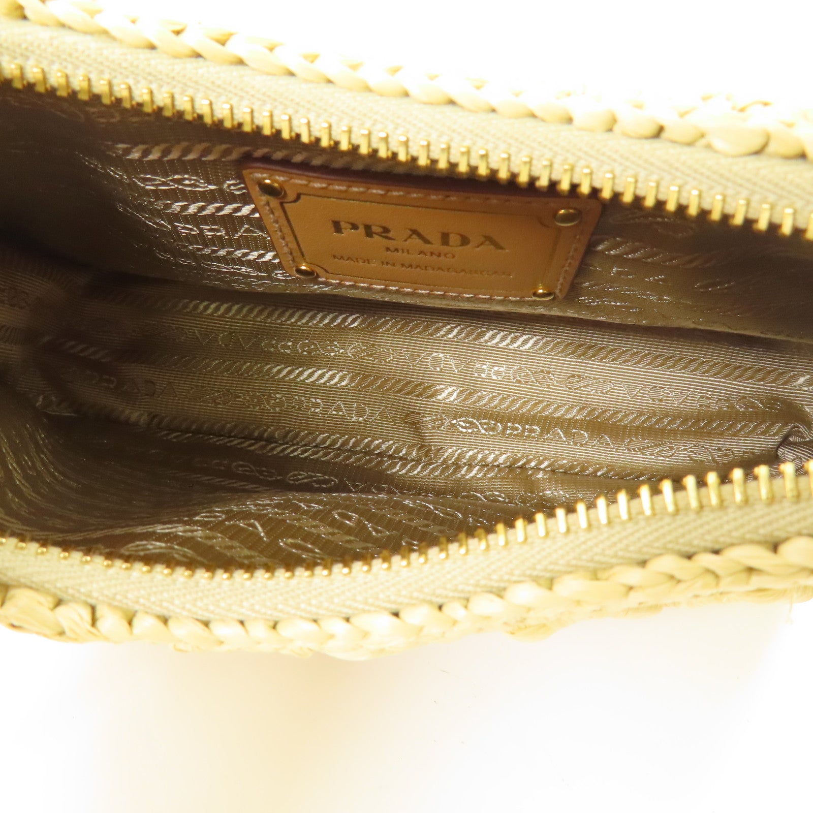 PRADA GHW Re-edition Crochet Mini Bag 2 Way Shoulder Bag 1BC204 Raffia Yellow