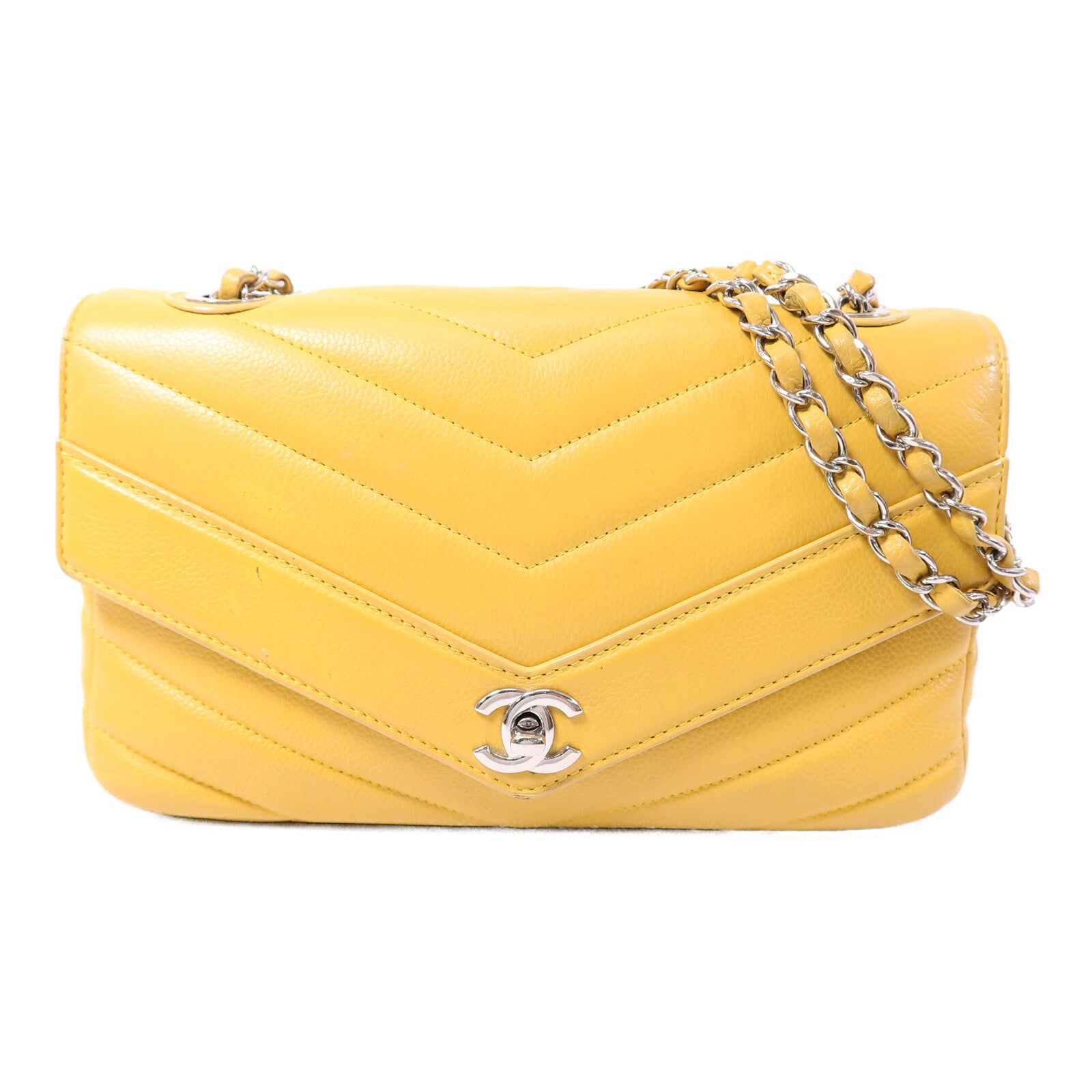 CHANEL 牛皮皮革Chervon Classic Flap鏈帶肩背袋