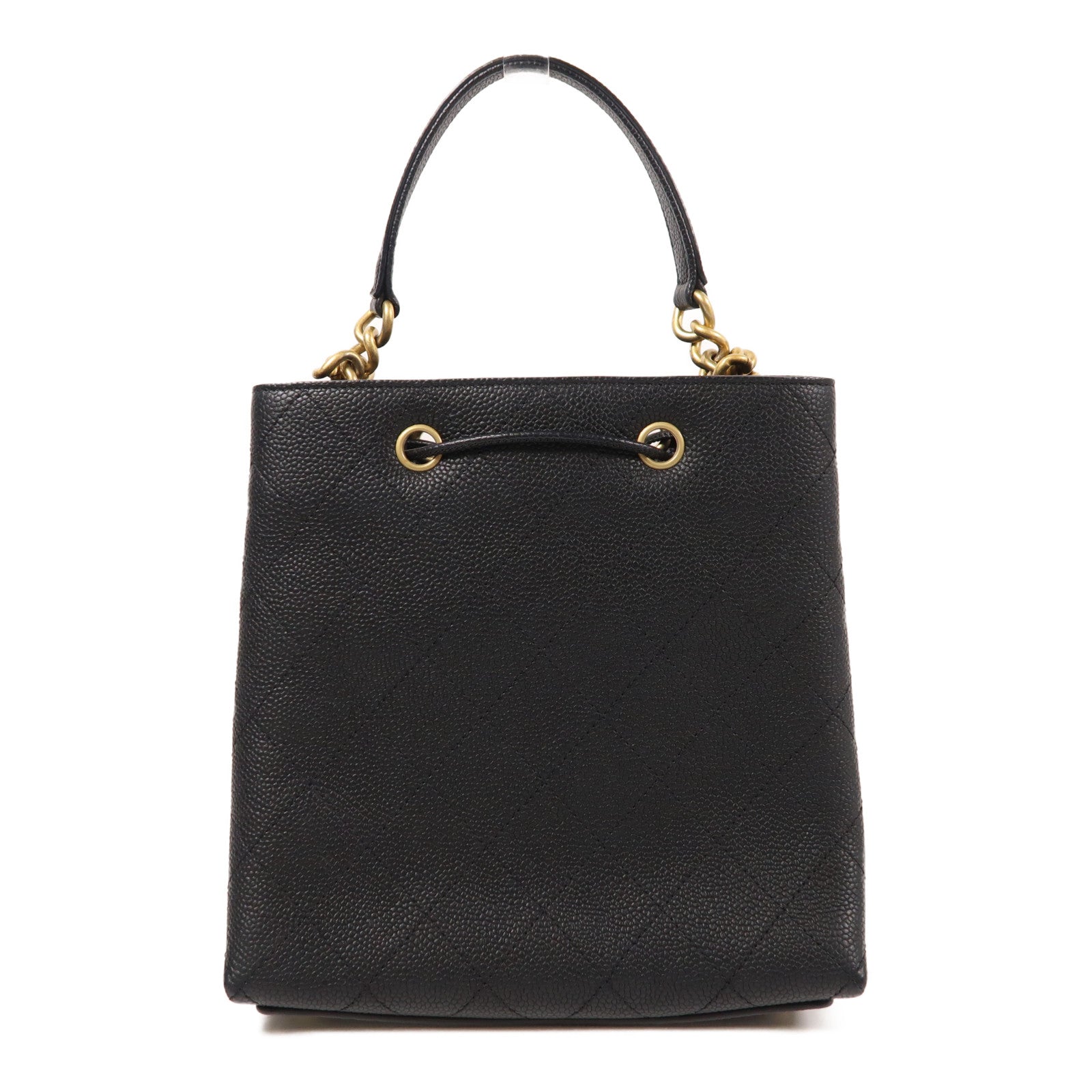 CHANEL 牛皮皮革Bucket Bag金扣手挽肩背兩用袋