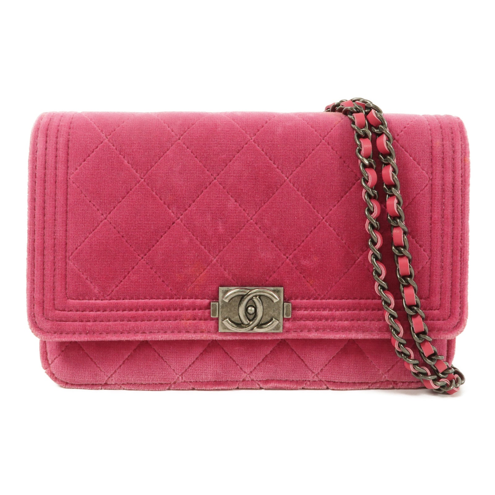 CHANEL 天鵝絨WOC Wallet On Chain鏈帶肩背袋