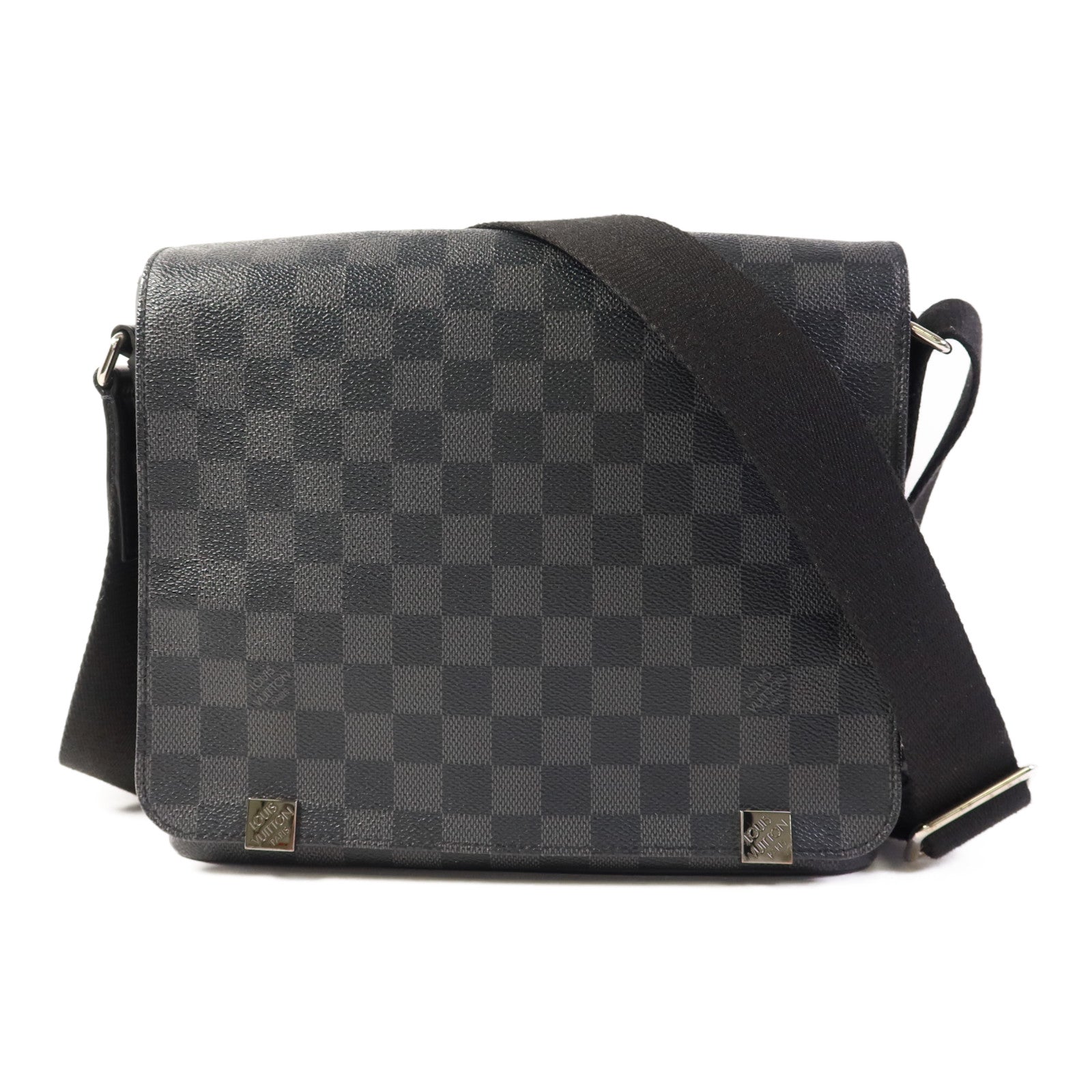 LOUIS VUITTON Damier Graphite Distrist PM銀扣肩背袋