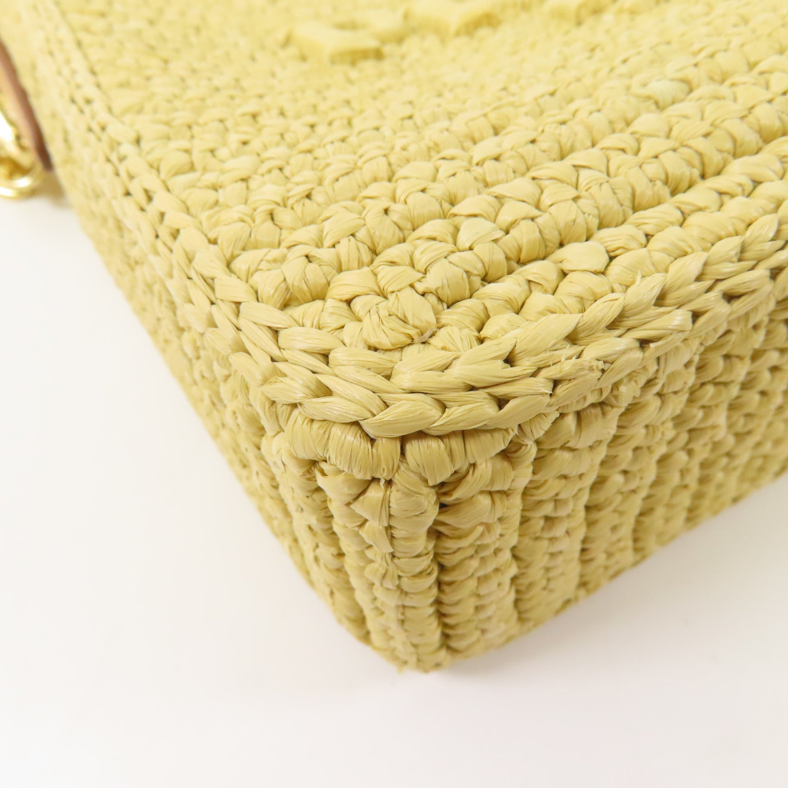 PRADA GHW Re-edition Crochet Mini Bag 2 Way Shoulder Bag 1BC204 Raffia Yellow