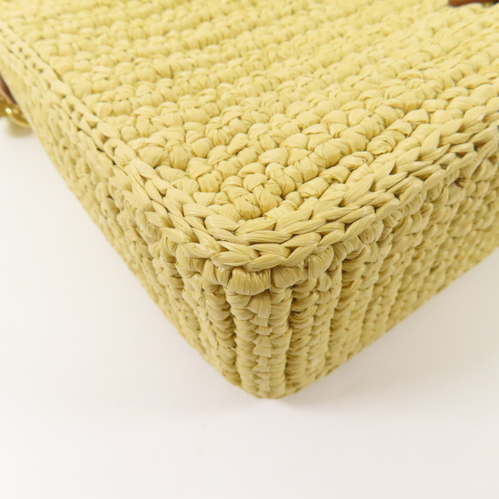 PRADA GHW Re-edition Crochet Mini Bag 2 Way Shoulder Bag 1BC204 Raffia Yellow