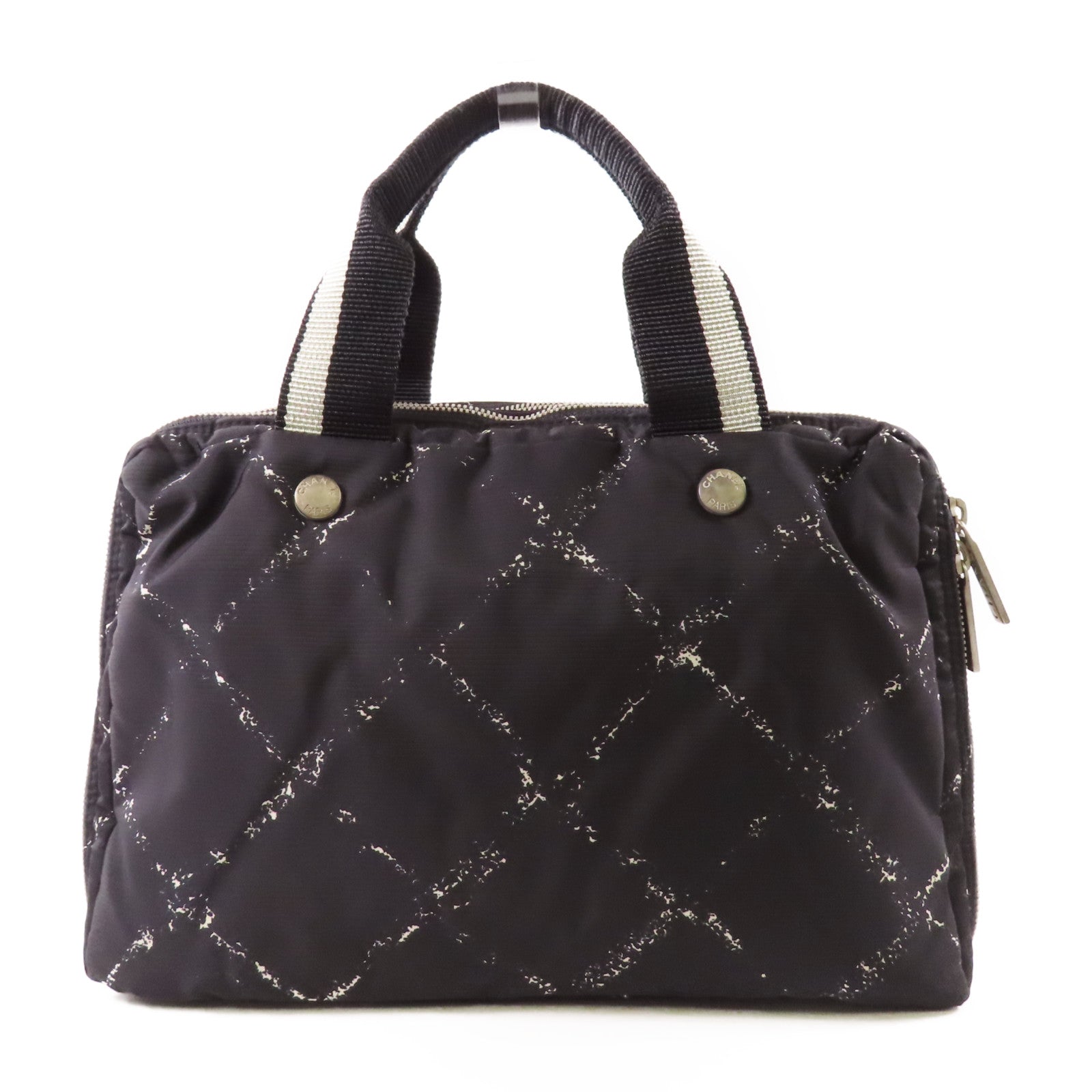 CHANEL 尼龍Travel Line銀扣手挽袋