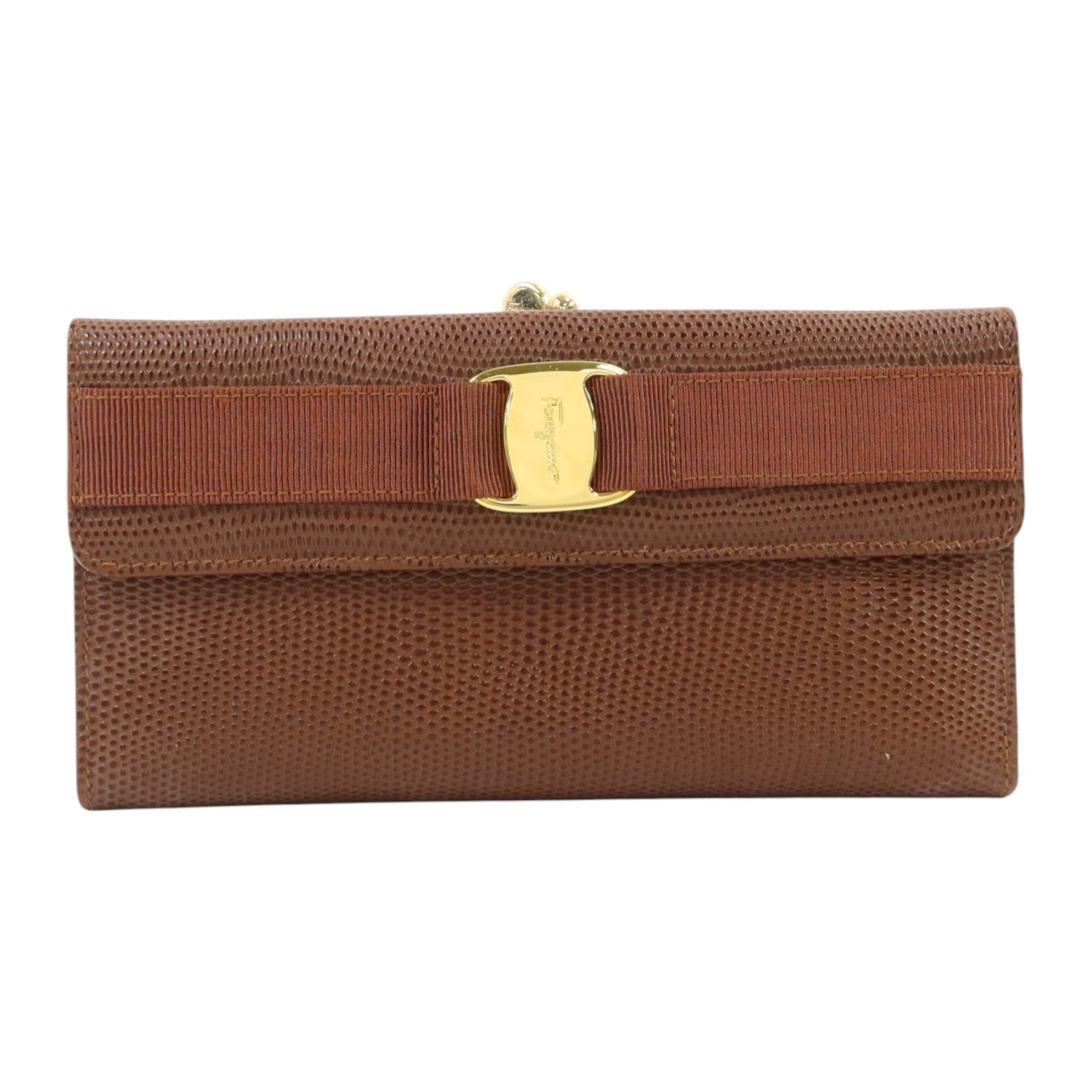 Salvatore Ferragamo 【激減優惠】牛皮皮革Long Wallet金扣長錢包