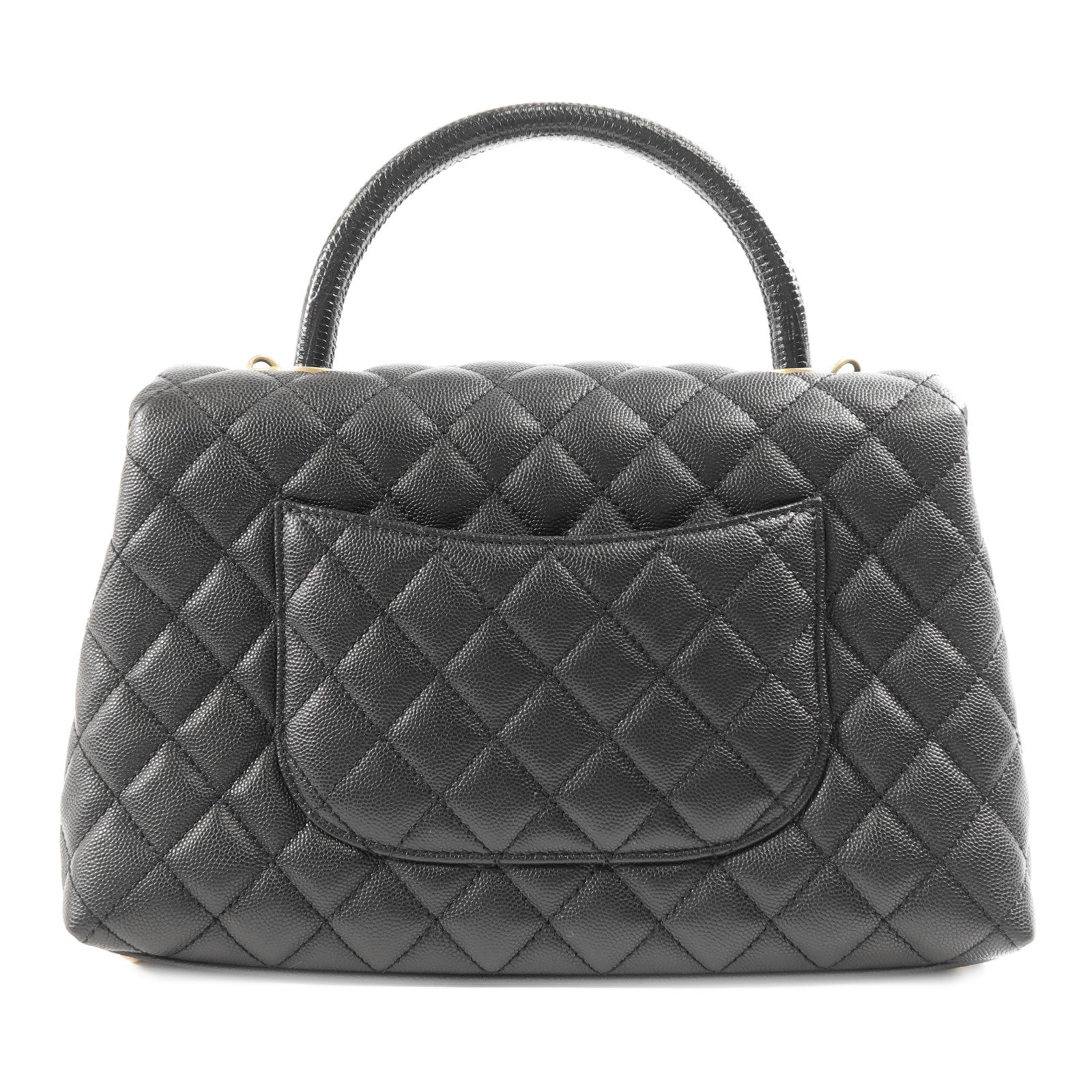 CHANEL 牛皮皮革/蜥蝪皮革Coco Handle Medium金扣手挽肩背兩用袋