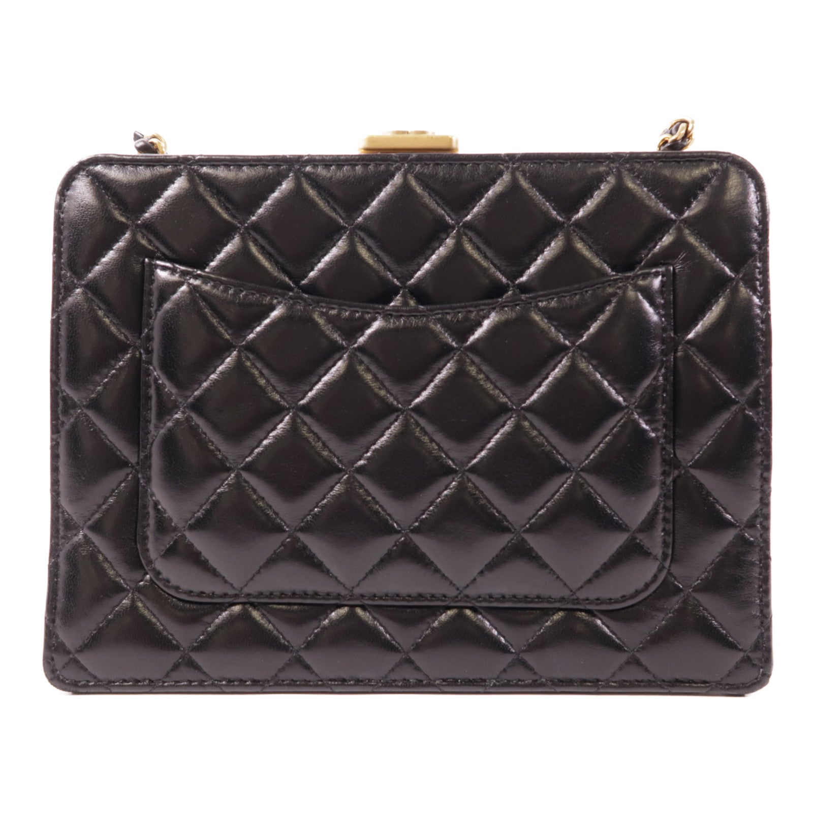 CHANEL 牛皮皮革Chain Shoulder金扣鏈帶肩背袋