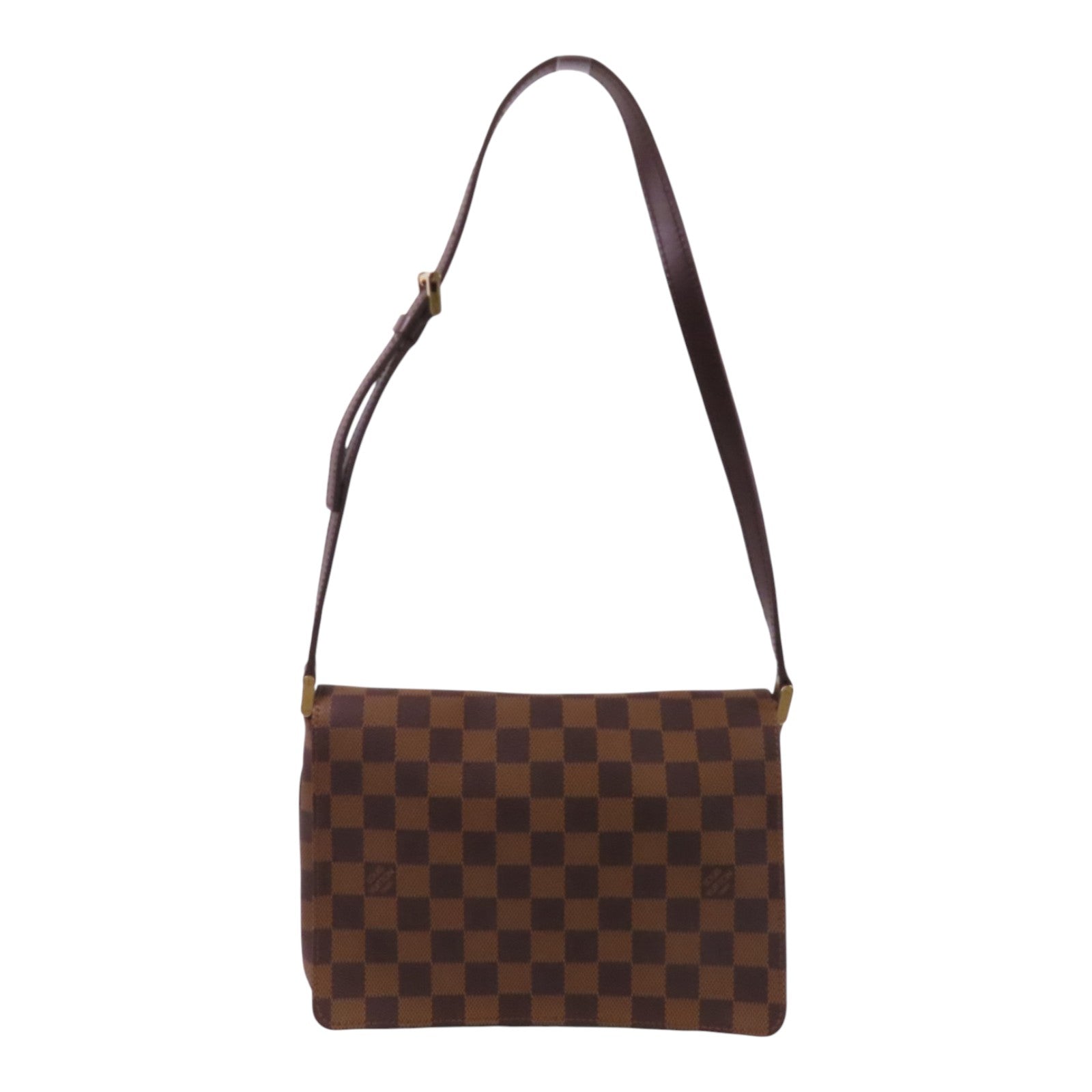 LOUIS VUITTON Damier Ebene Musette Tango金扣肩背袋