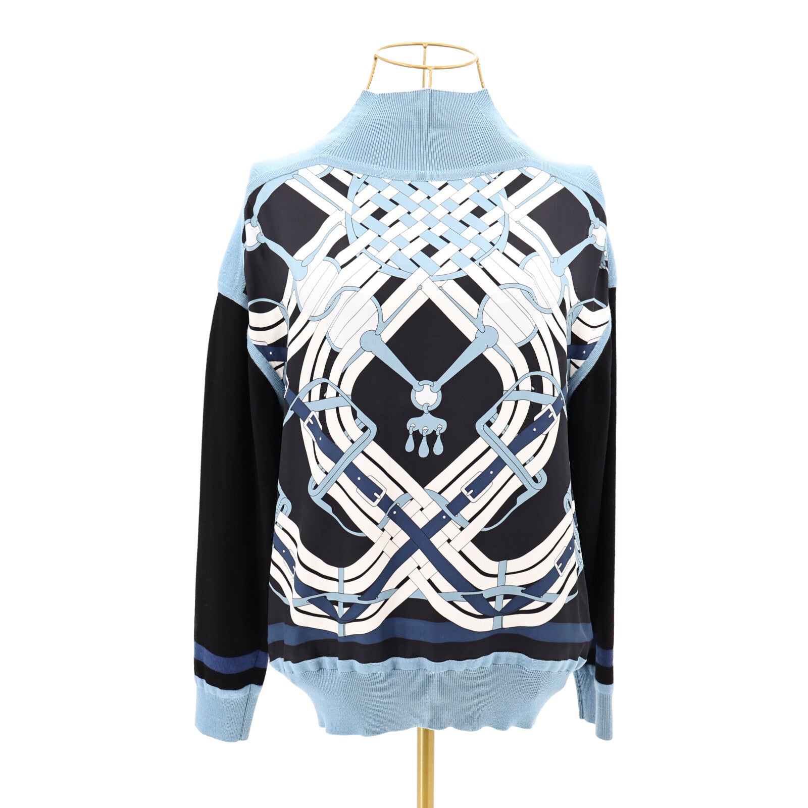 HERMES Silk/Wool Mors A Jouets Detour Top針織