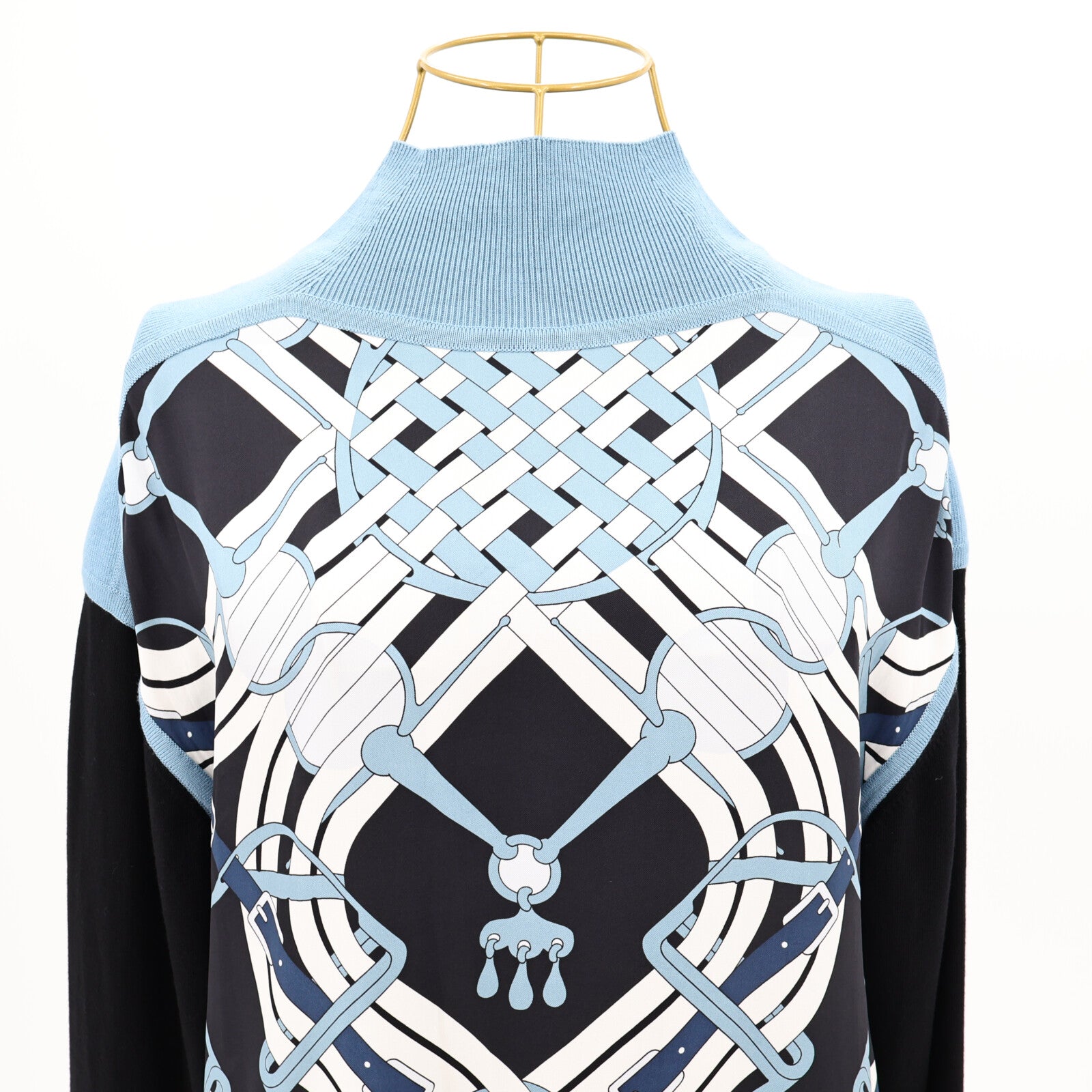 HERMES Silk/Wool Mors A Jouets Detour Top針織