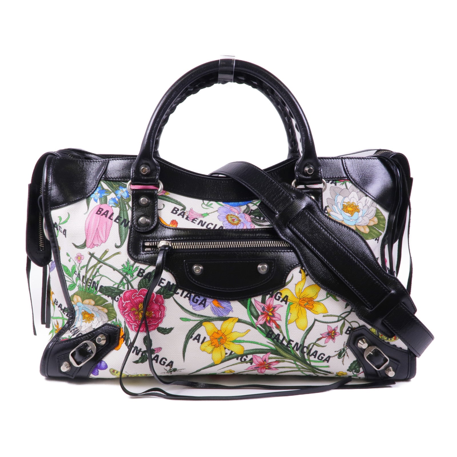 BALENCIAGA 帆布Gucci x Balenciaga Neo Classic Bag銀扣手挽肩背兩用袋